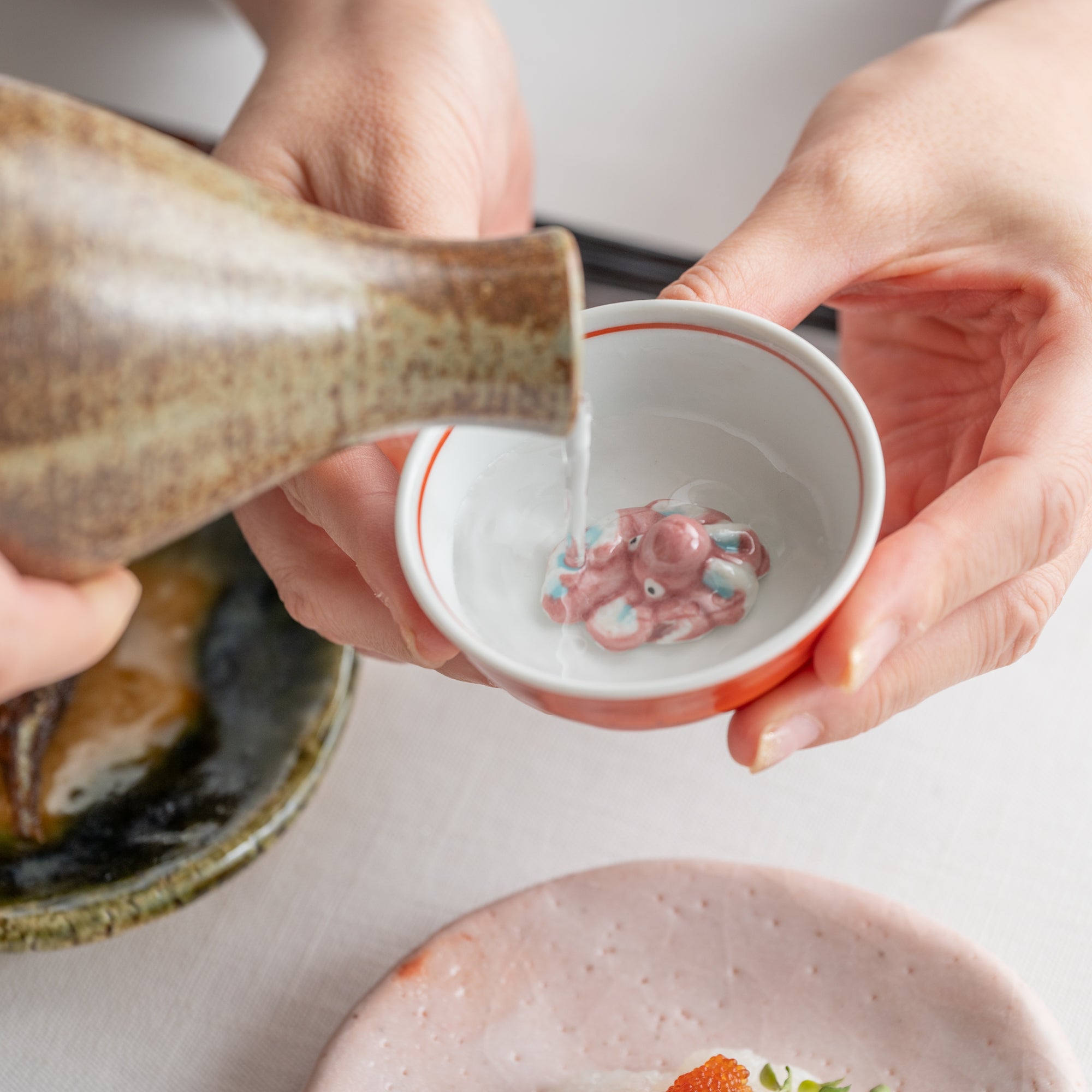 Swimming Sea Creature Sakazuki Flat Sake Cup