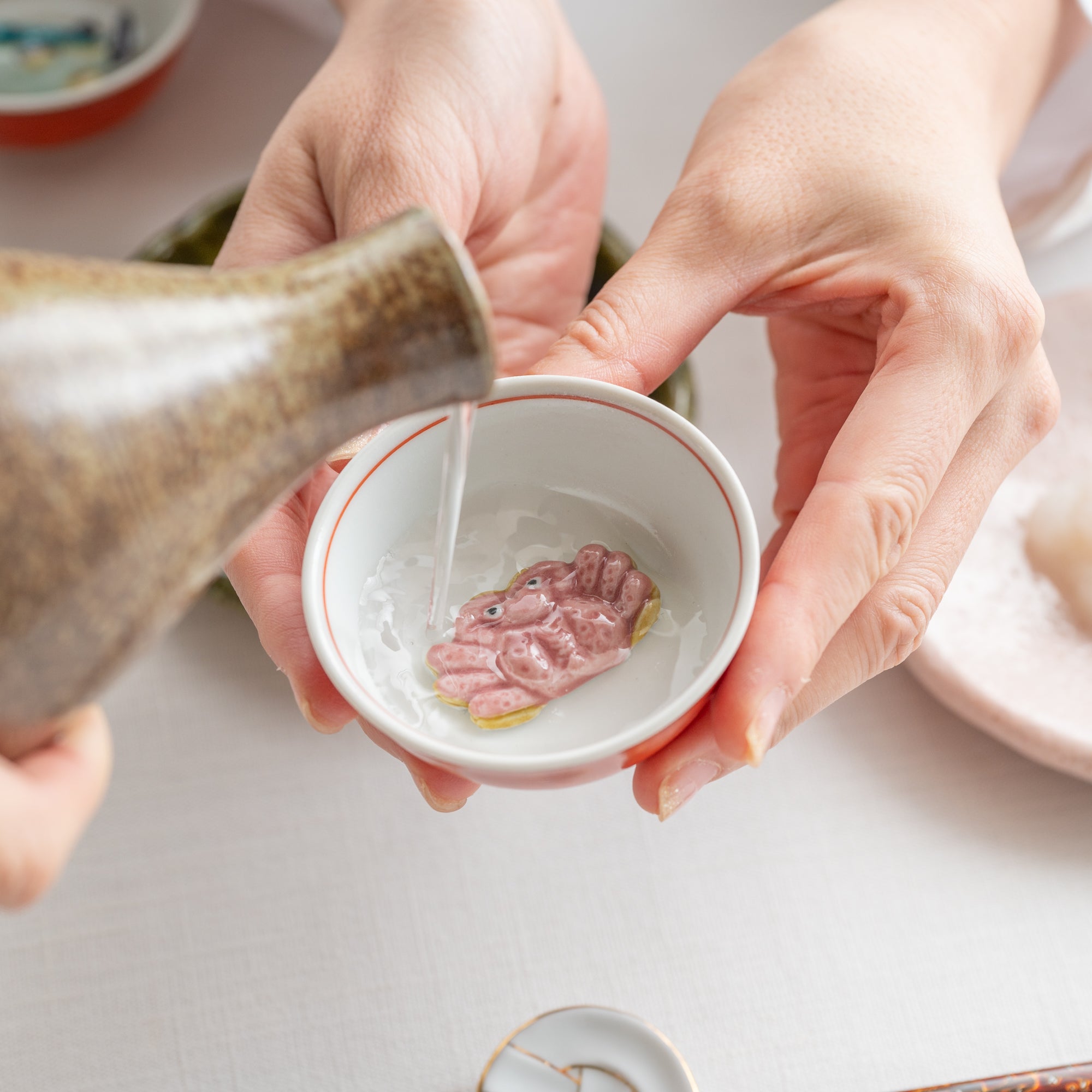 Swimming Sea Creature Sakazuki Flat Sake Cup