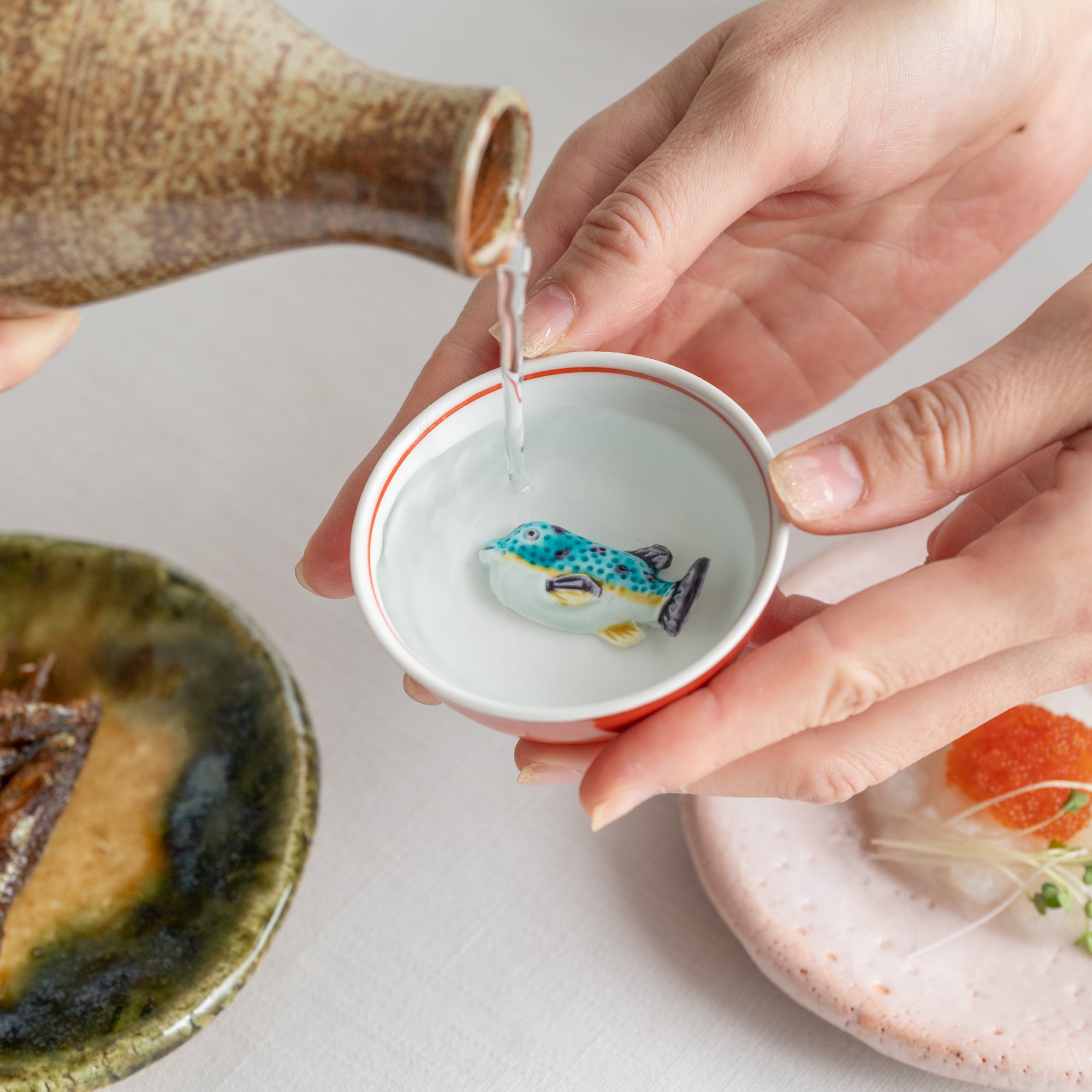 Swimming Sea Creature Sakazuki Flat Sake Cup