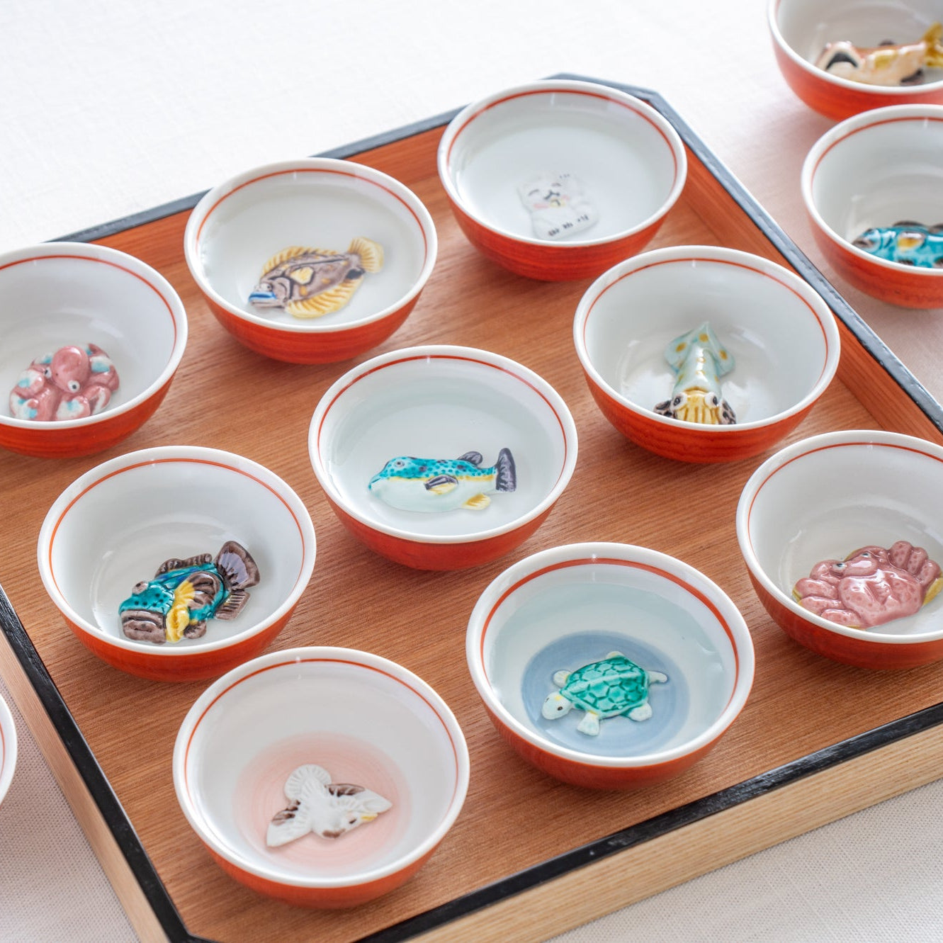 Swimming Sea Creature Sakazuki Flat Sake Cup