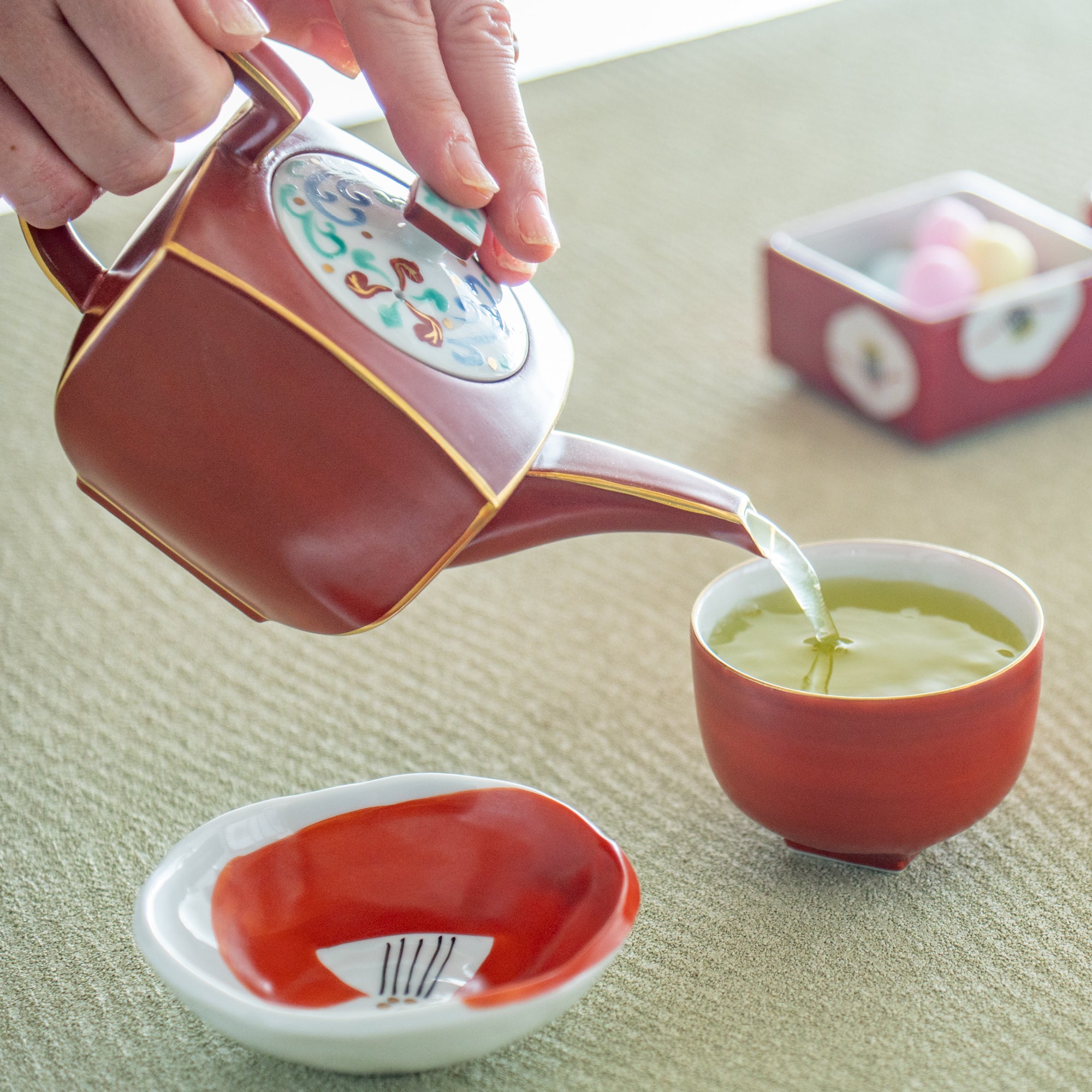 Gold Lined Red Teapot