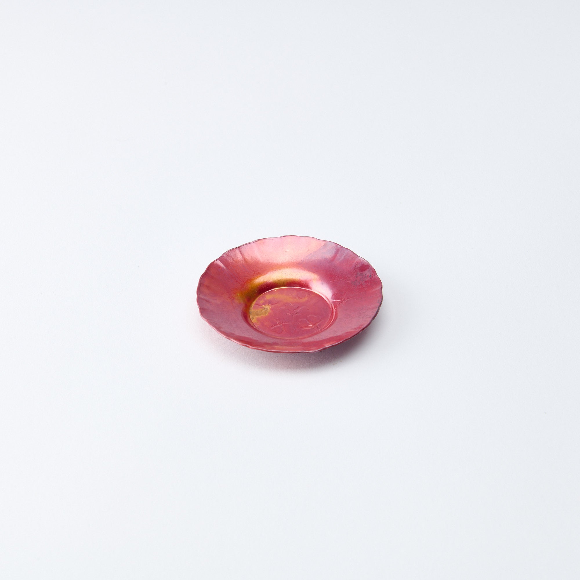 Red Sakura-Pattern Round Teacup Saucer