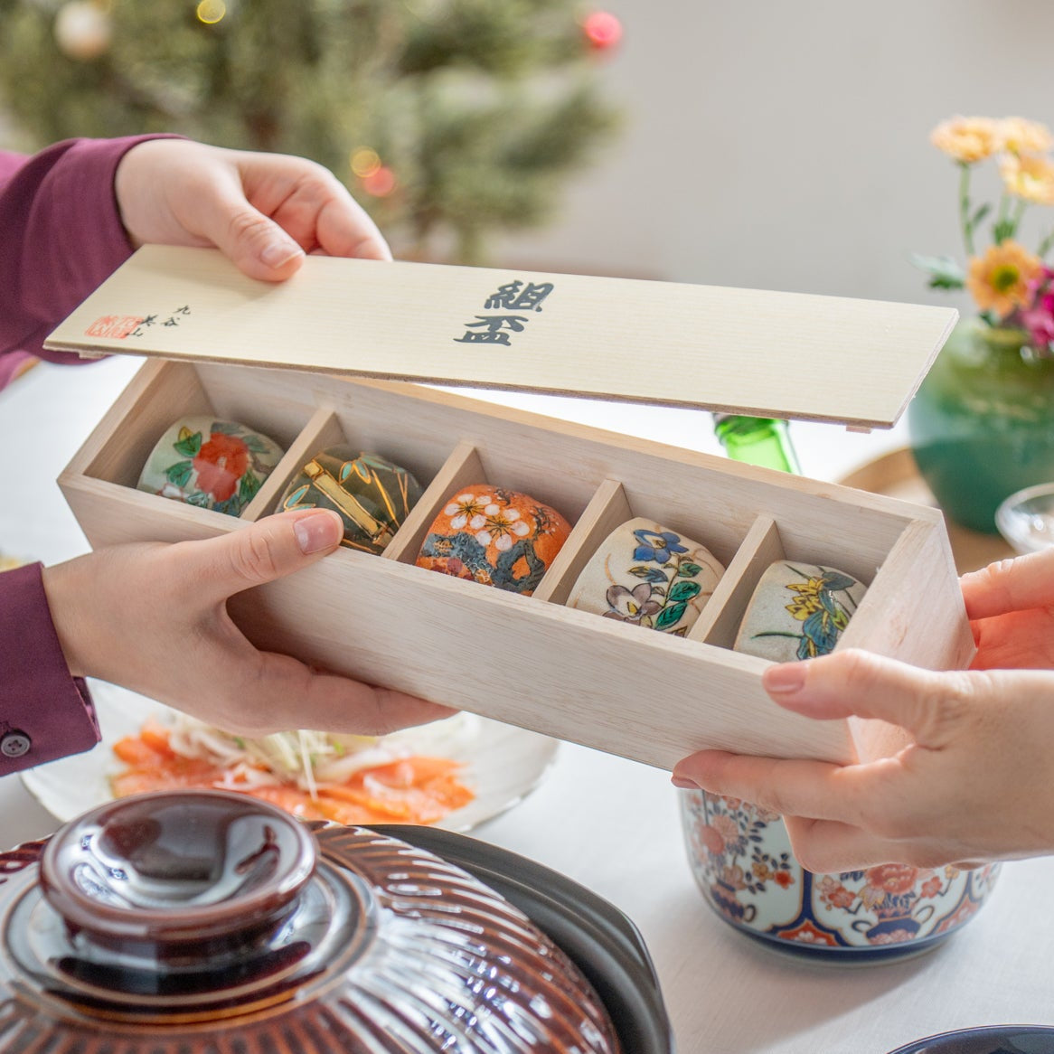 Five Flowers Ochoko Sake Cup Set