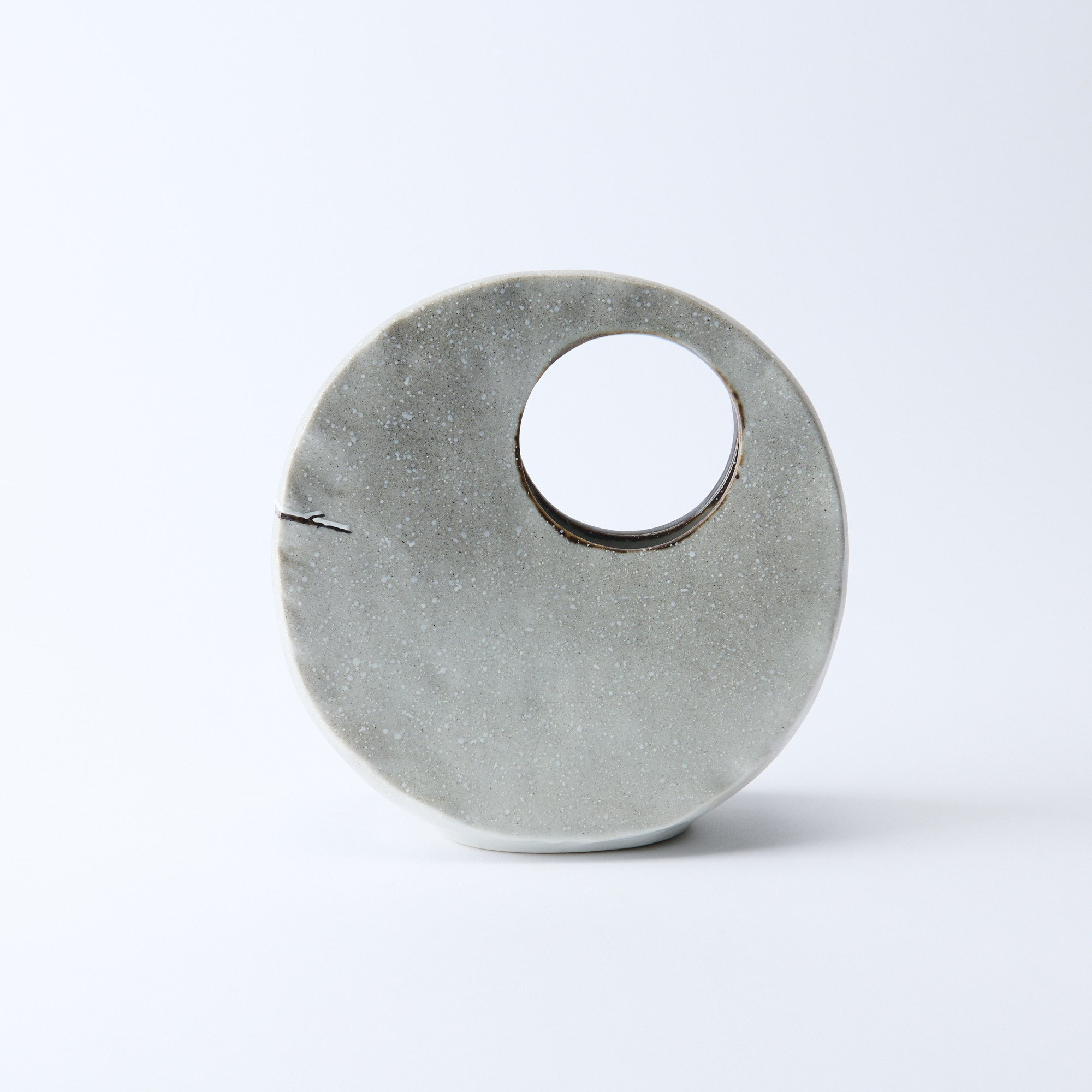 Snow and Sparrows Round-Window Japanese Flower Vase