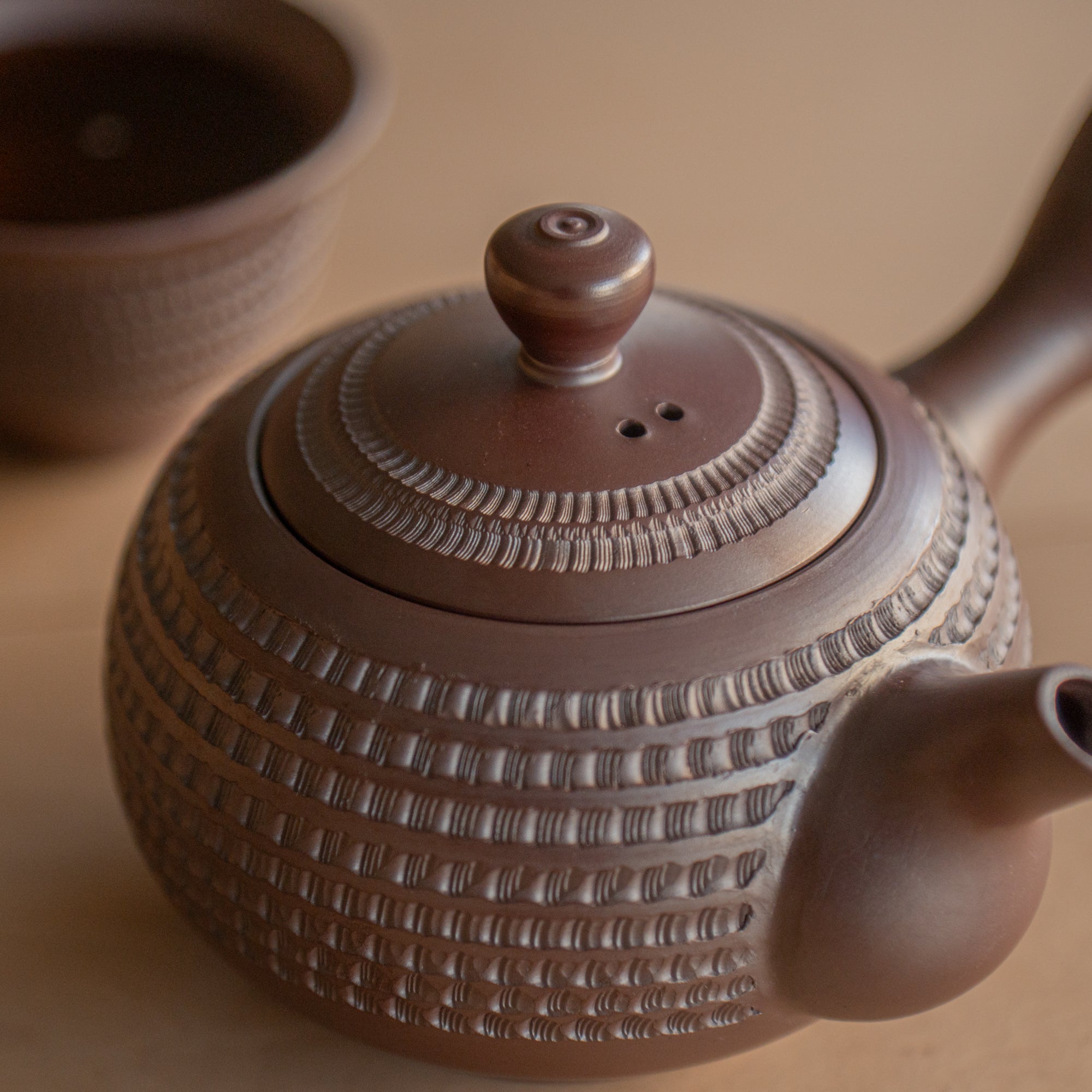 Linear Carving Japanese Tea Set