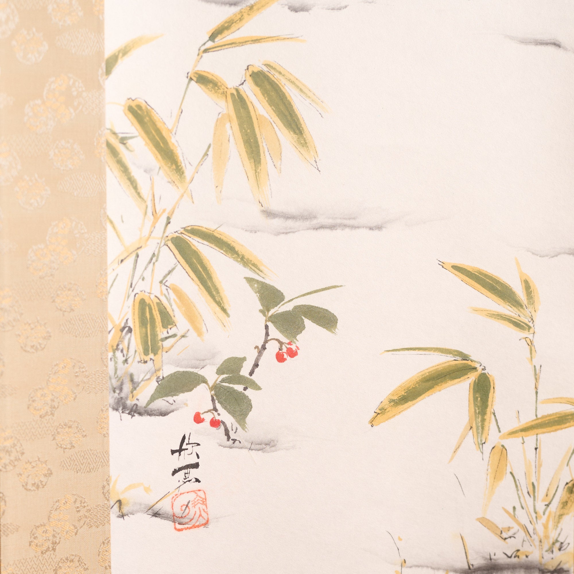 The Glancing-Back Cat Kakejiku Hanging Scroll