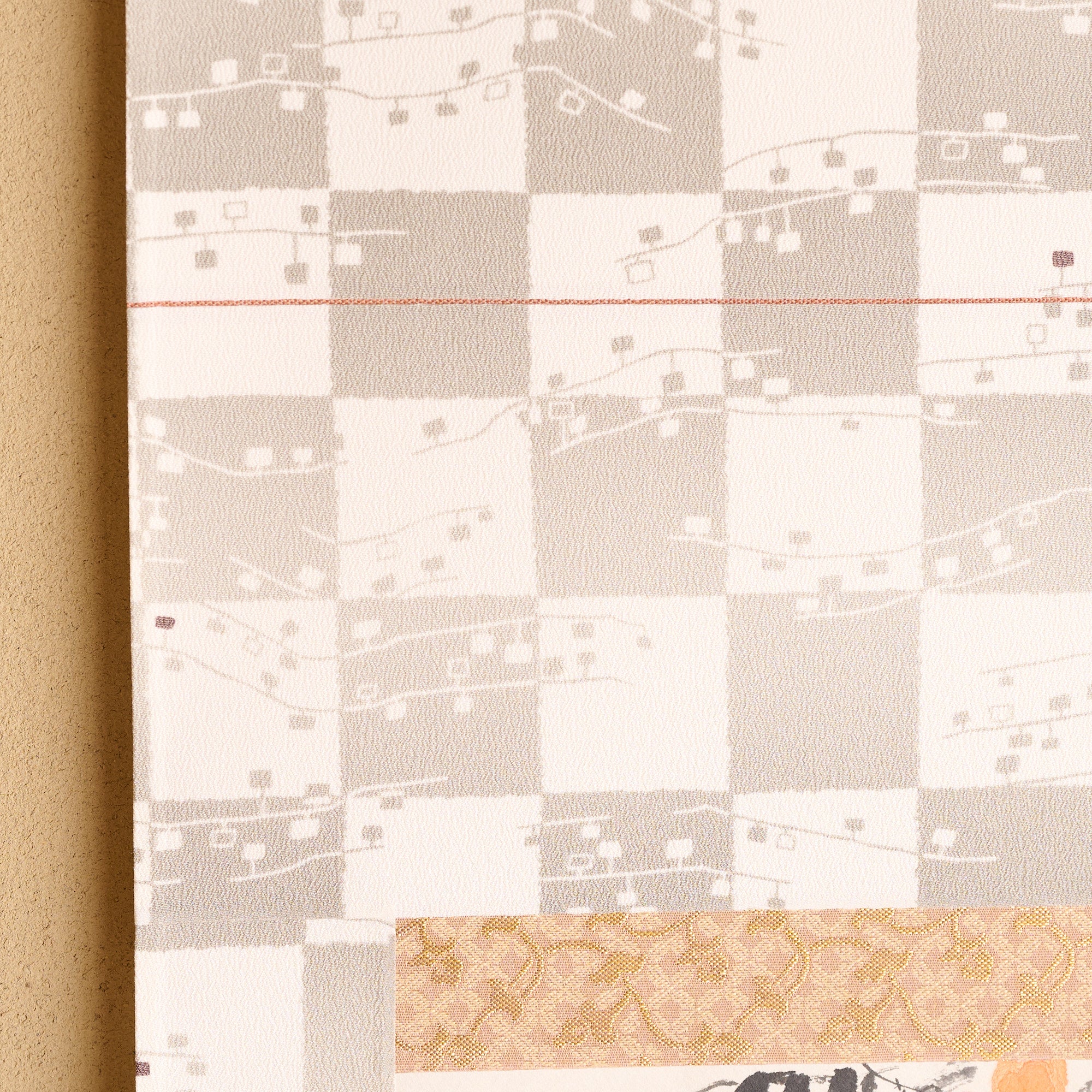 Cat and Trumpet Vine Kakejiku Hanging Scroll