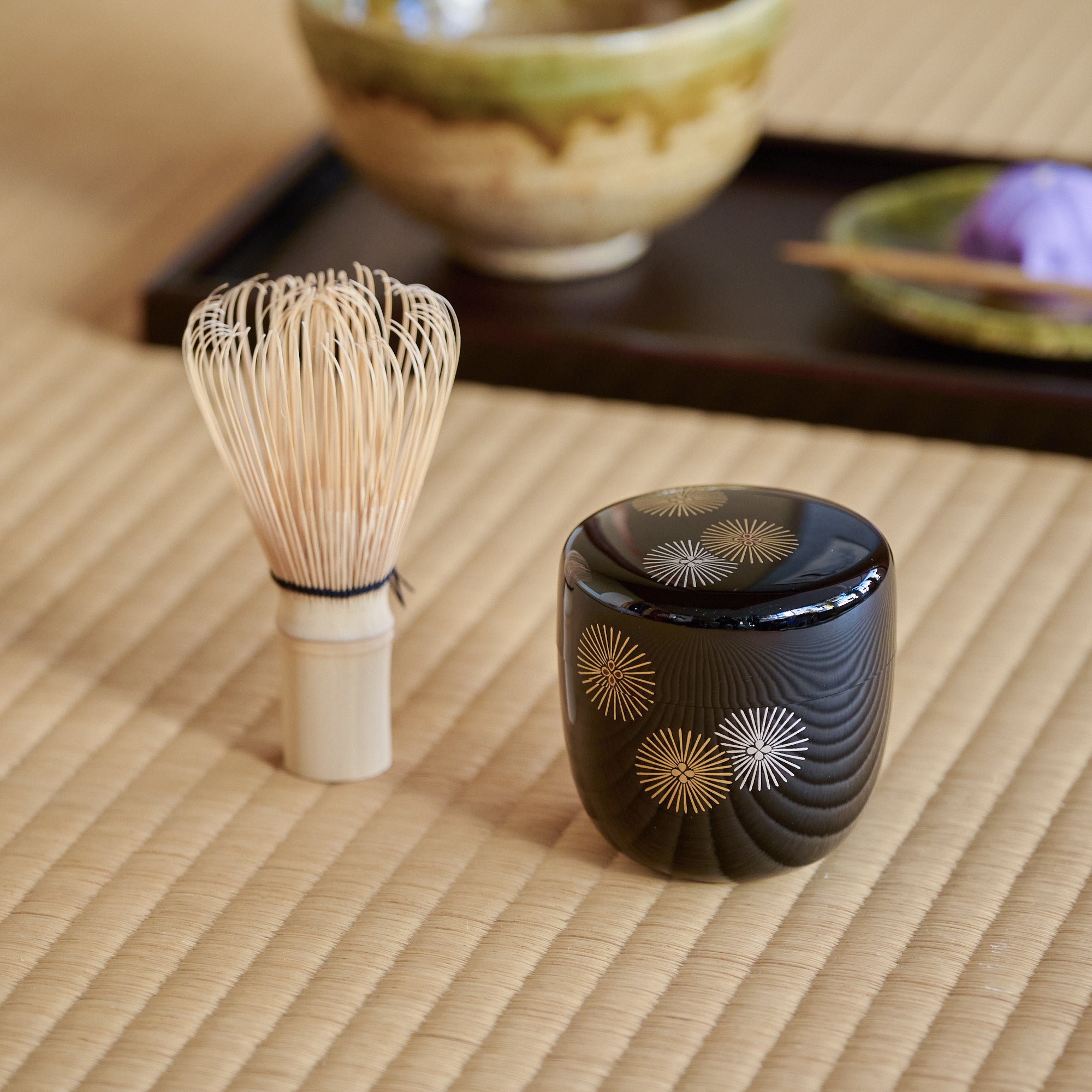 Gold and Silver Larch Tree Natsume Matcha Container