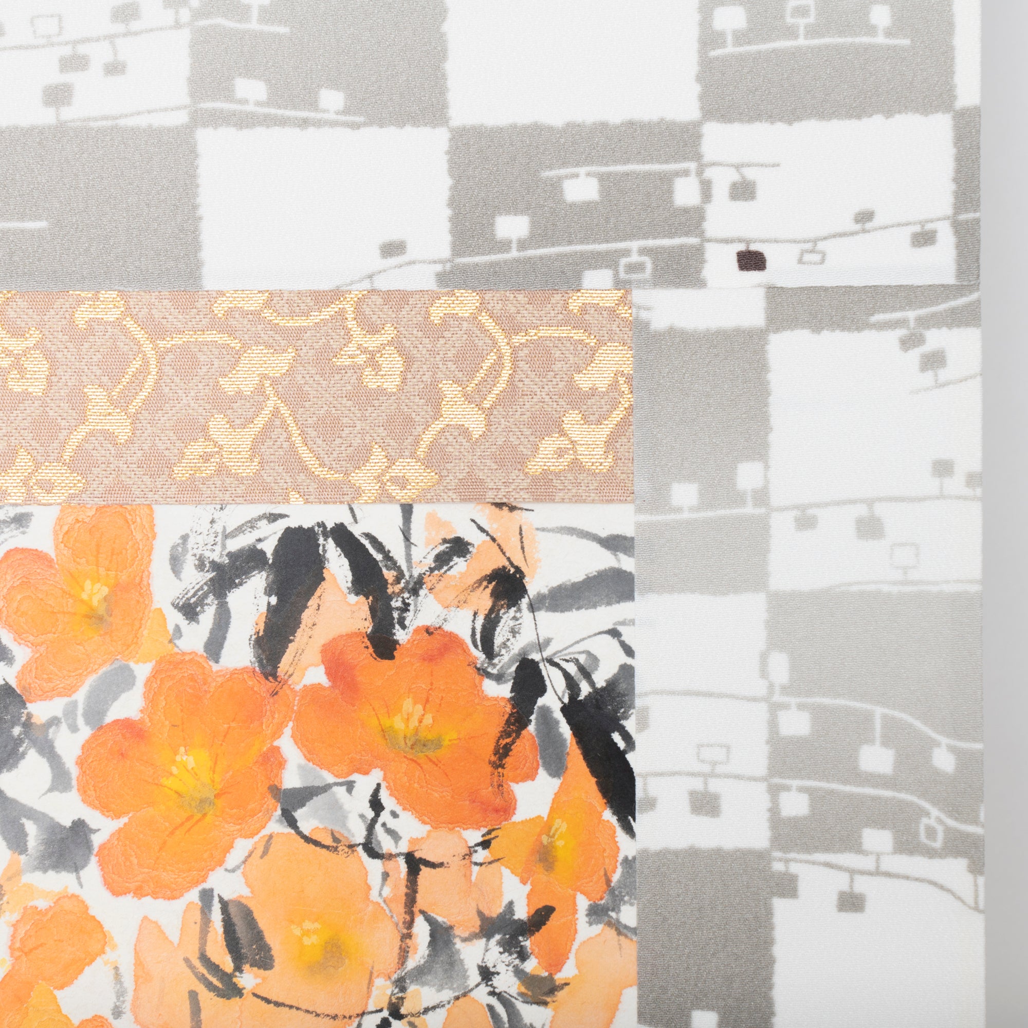 Cat and Trumpet Vine Kakejiku Hanging Scroll