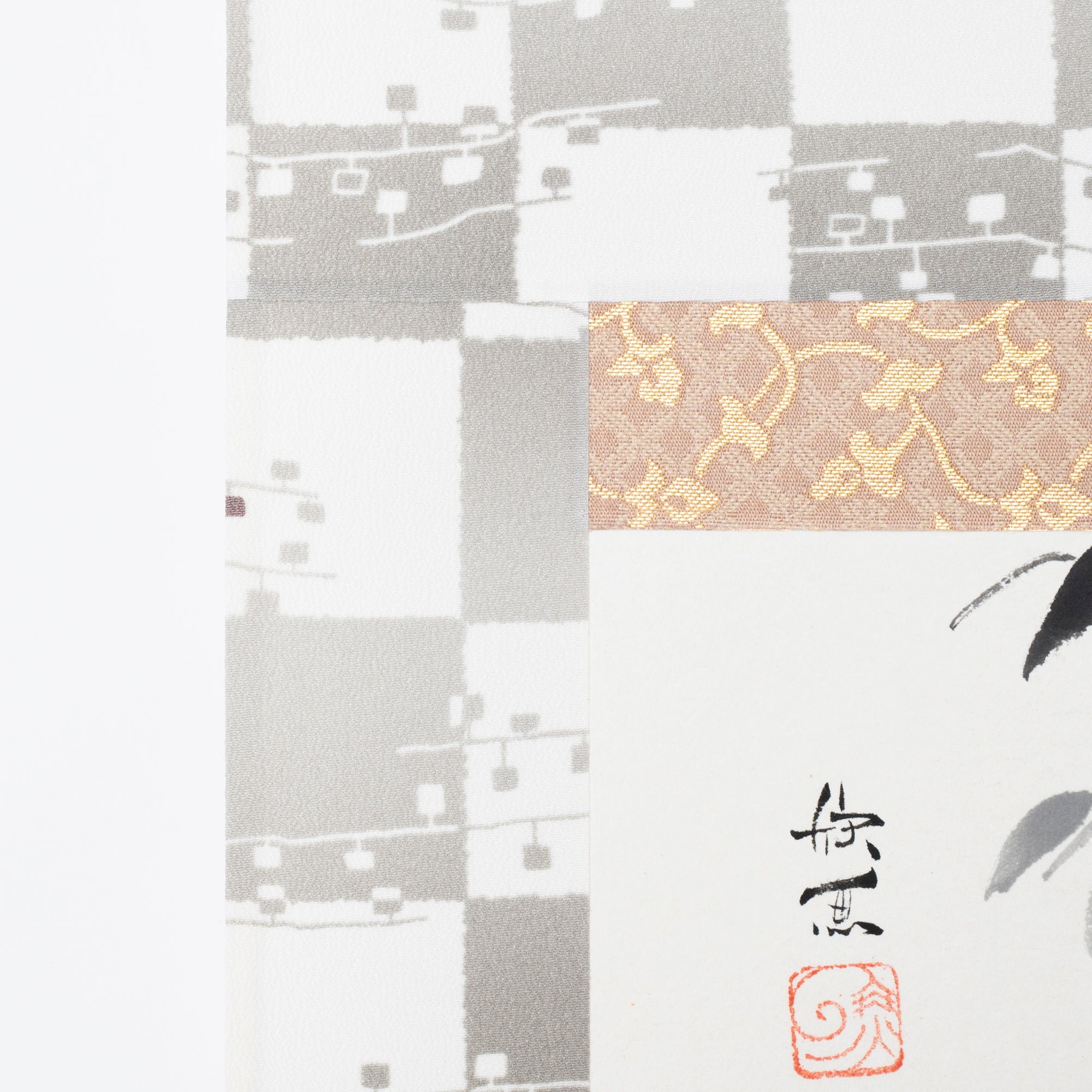 Cat and Trumpet Vine Kakejiku Hanging Scroll