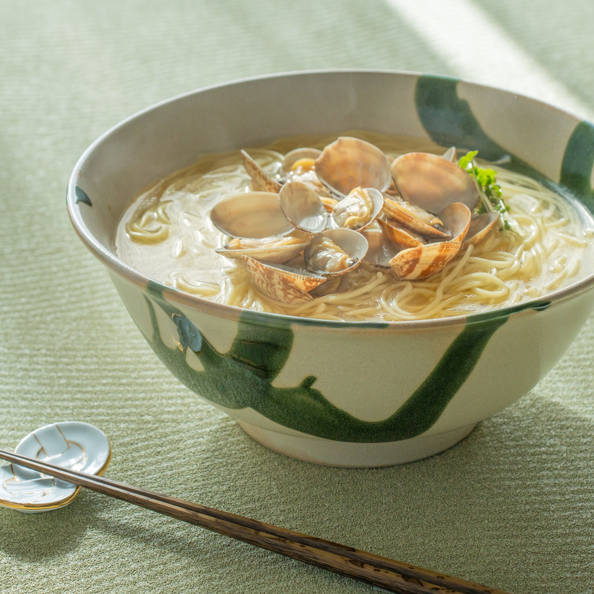 Olive Stroke Beige Ramen Bowl 8.9 IN