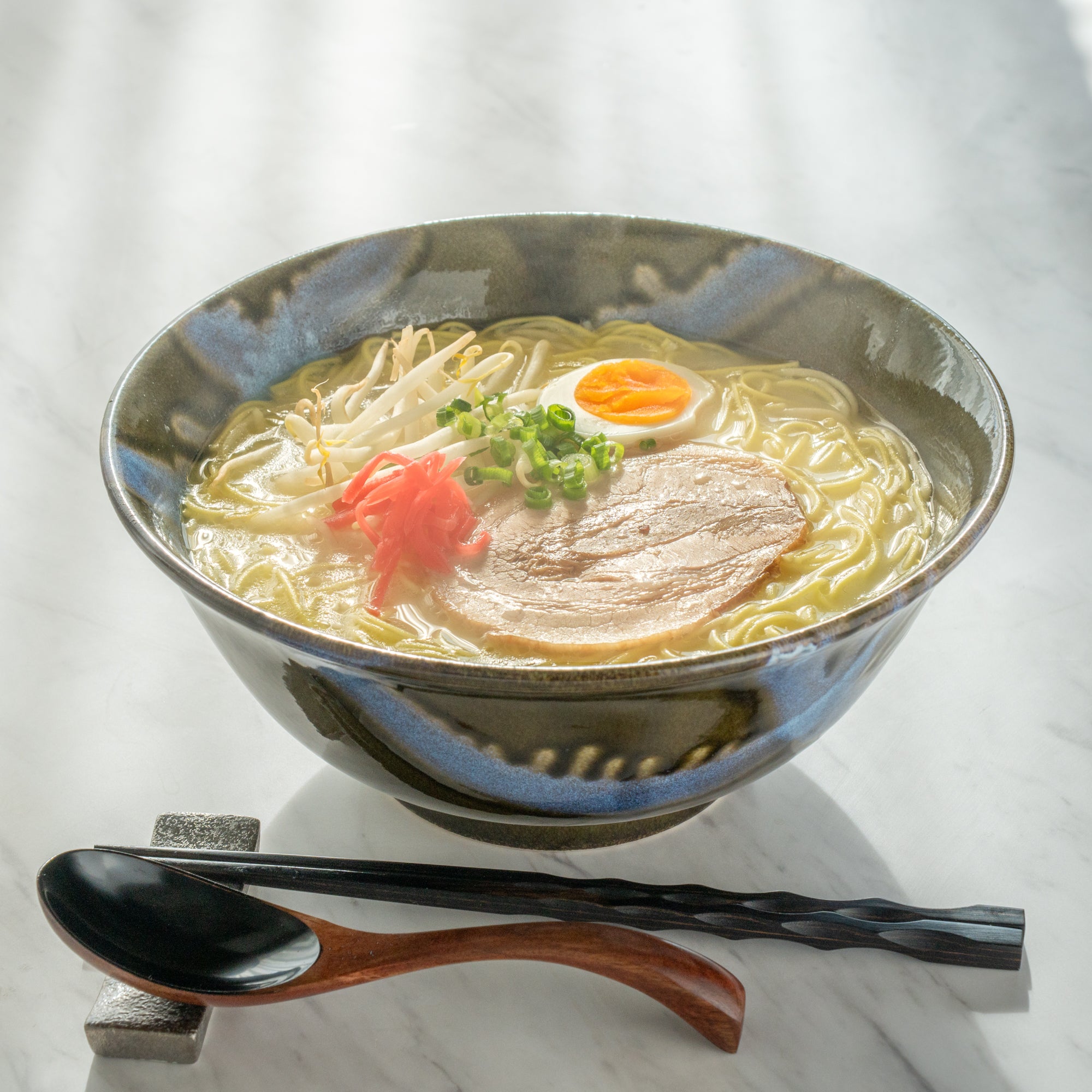 Blue Stroke Green Ramen Bowl 8.9 IN