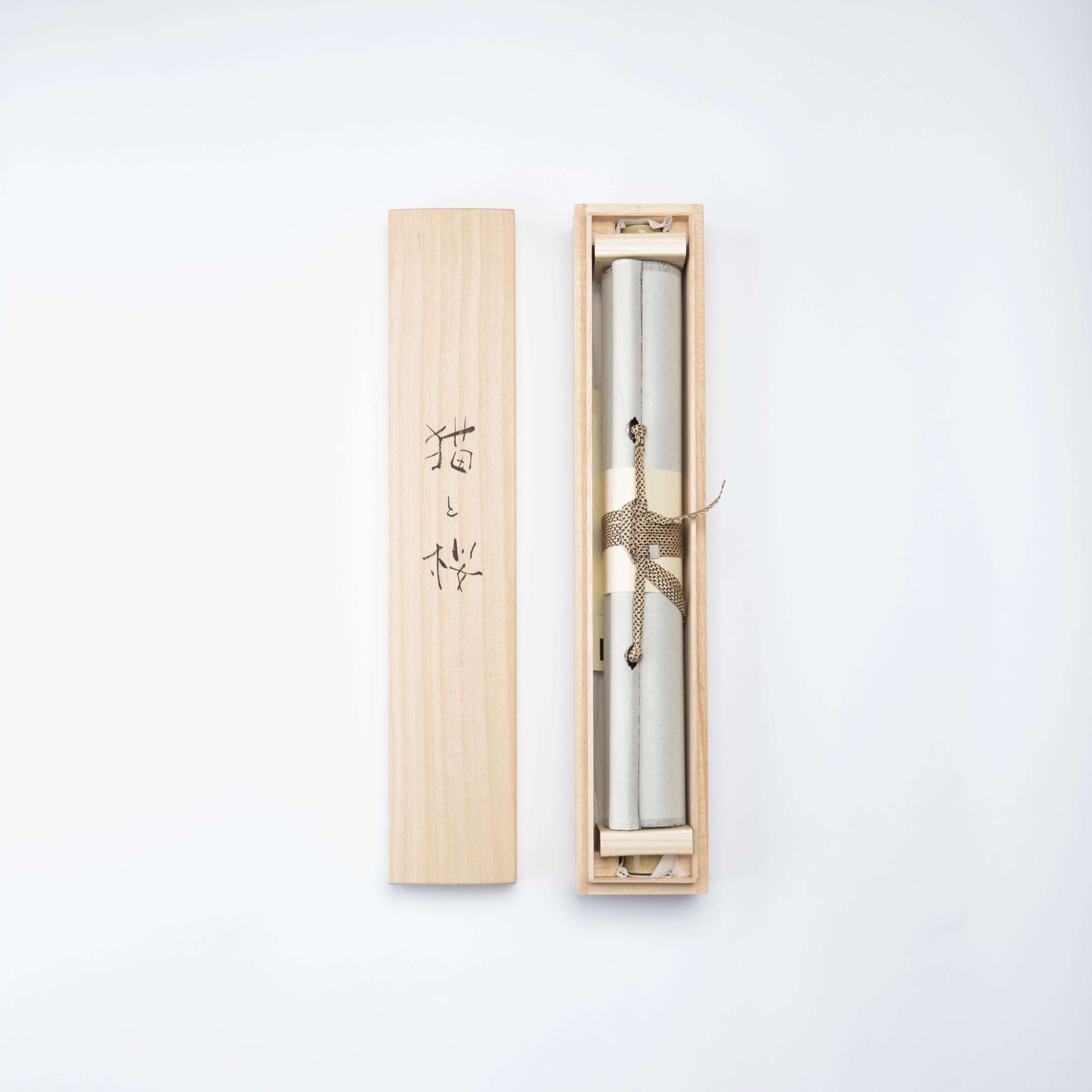 Cat and Sakura Kakejiku Hanging Scroll