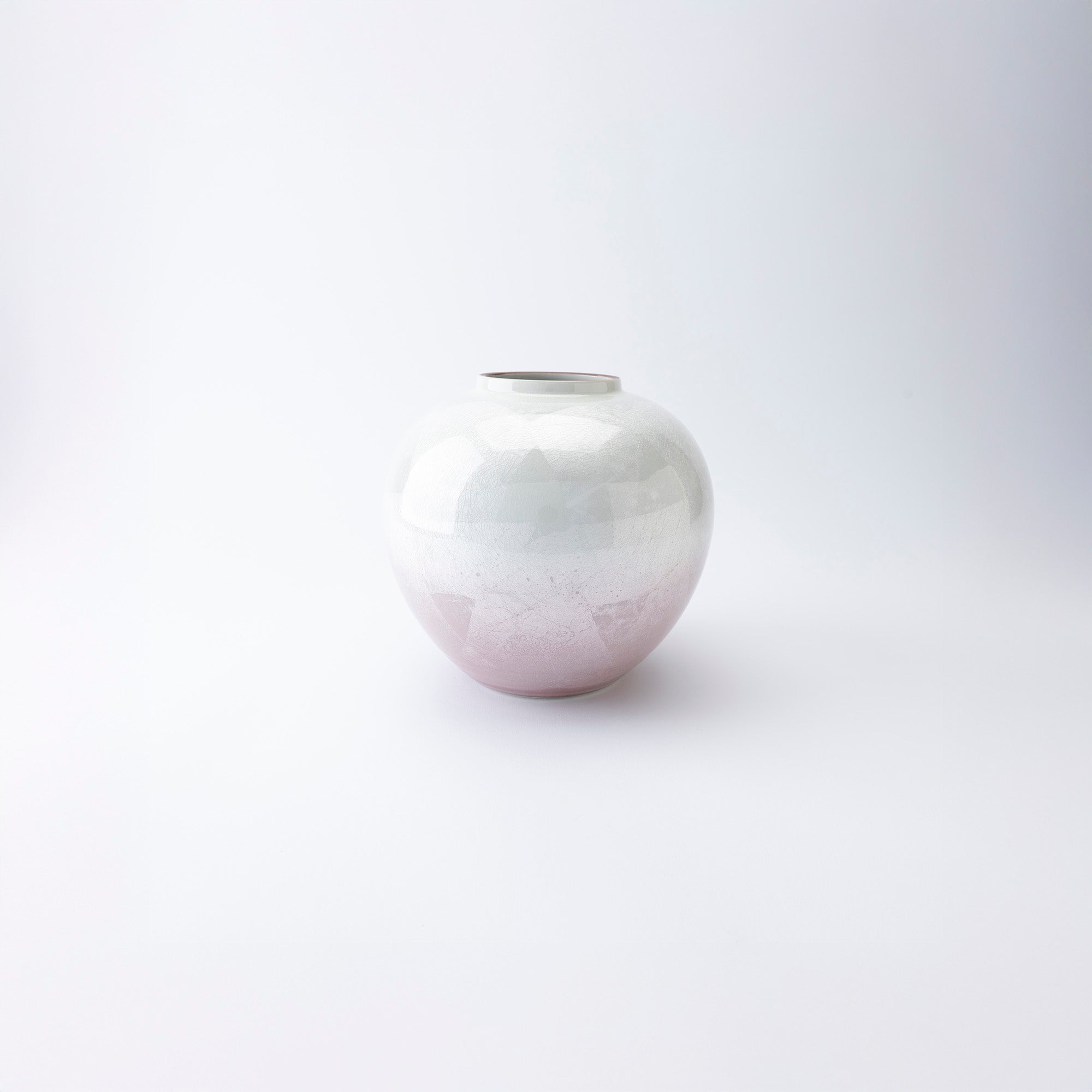 Ginsai Crane Round Japanese Flower Vase 6.9 IN