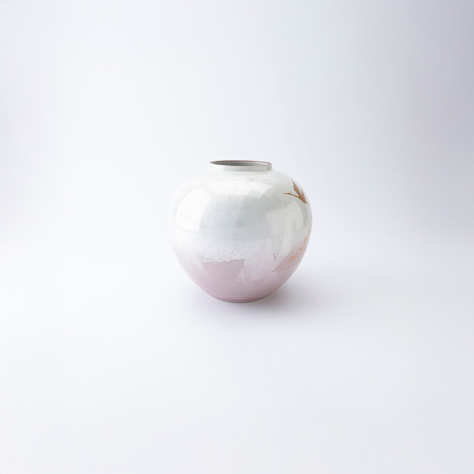 Ginsai Crane Round Japanese Flower Vase 6.9 IN