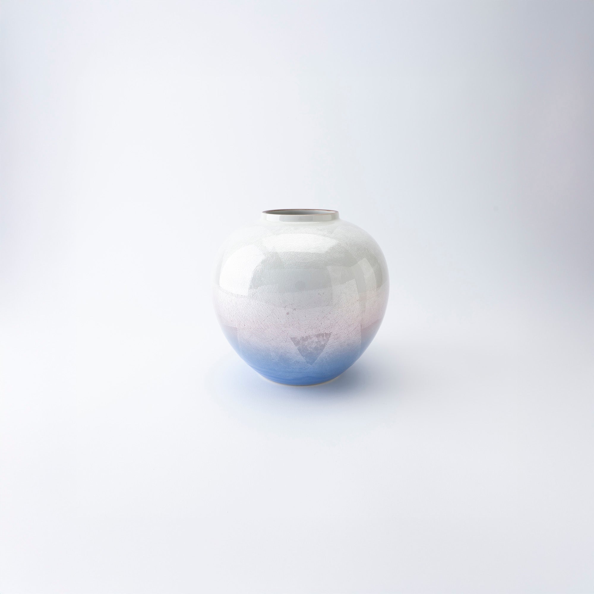 Ginsai Crane Round Japanese Flower Vase 6.9 IN