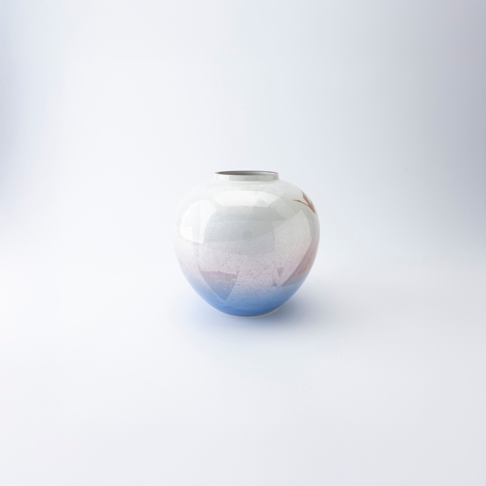 Ginsai Crane Round Japanese Flower Vase 6.9 IN