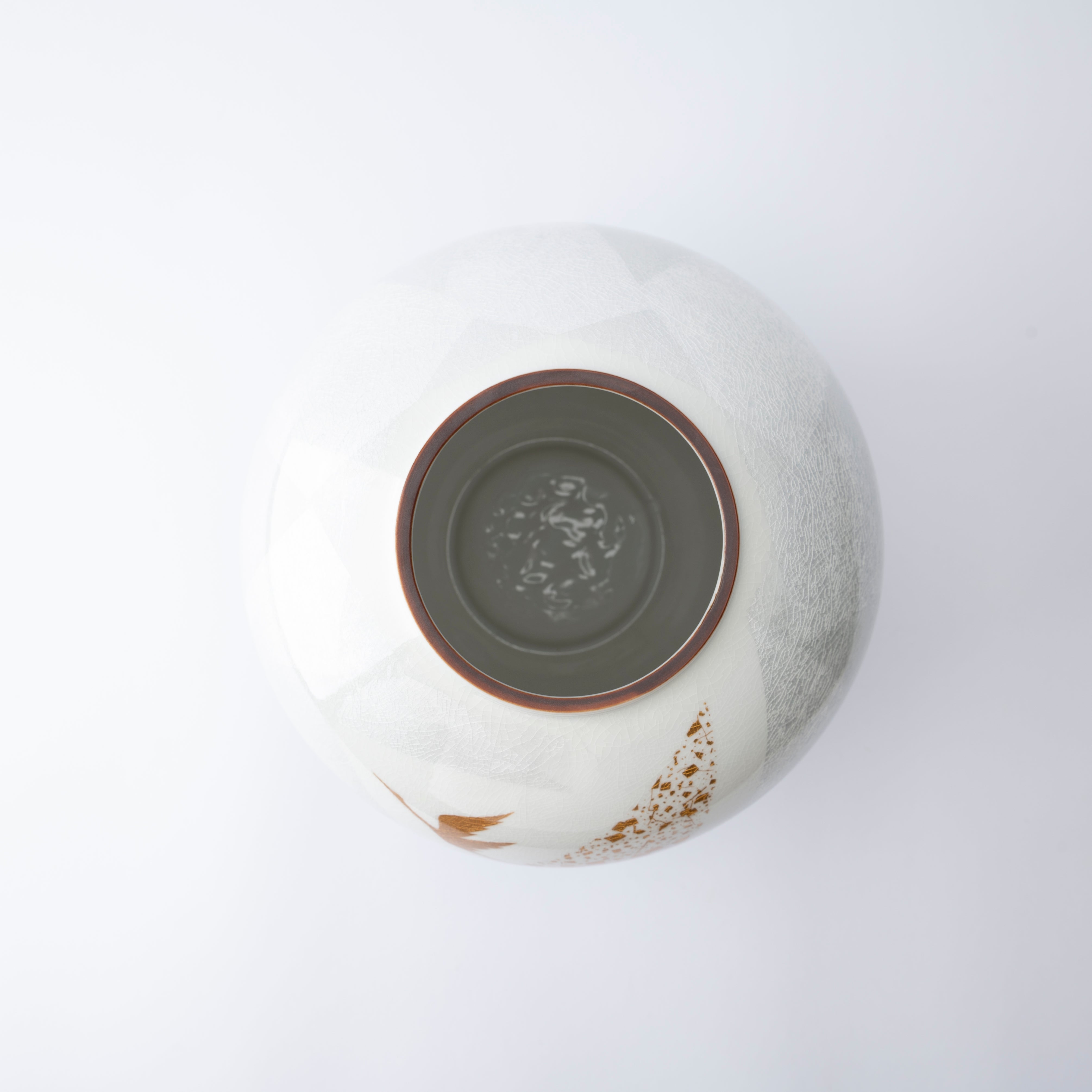 Ginsai Crane Round Japanese Flower Vase 8.1 IN