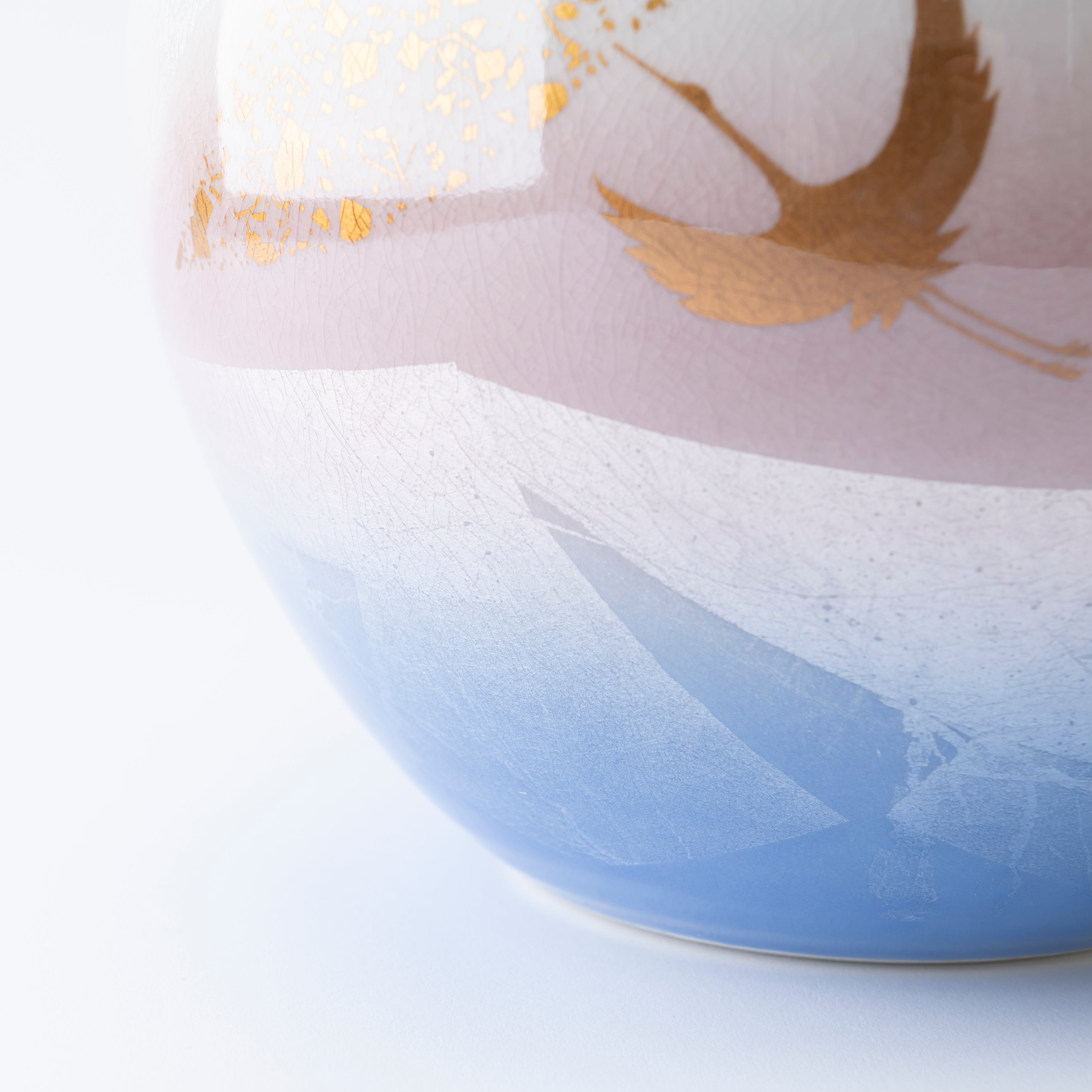 Ginsai Crane Round Japanese Flower Vase 8.1 IN