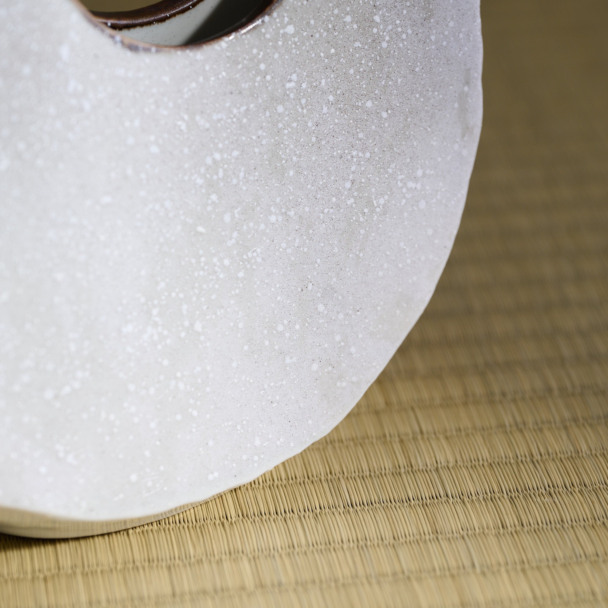 Snow and Sparrows Round-Window Japanese Flower Vase
