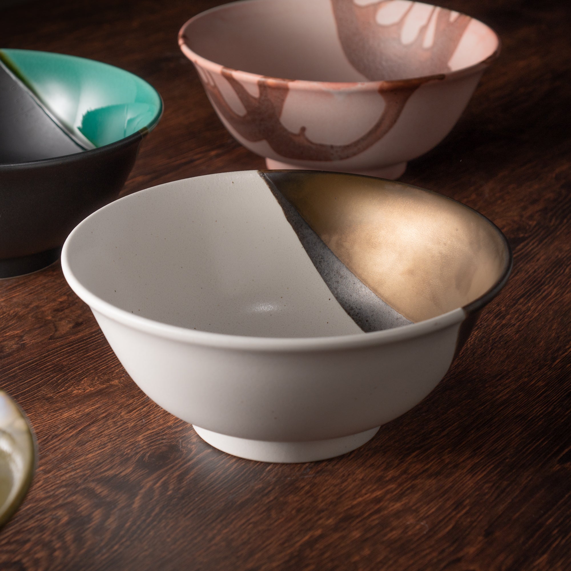 Bronze Luster with Matte Cream Ramen Bowl 8.9 IN