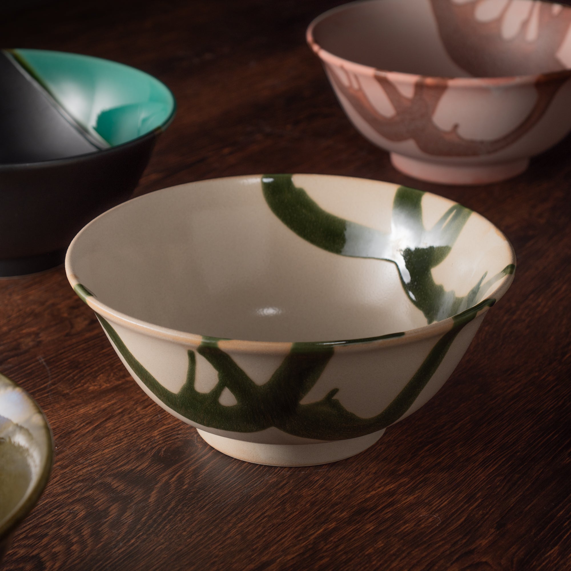 Olive Stroke Beige Ramen Bowl 8.9 IN