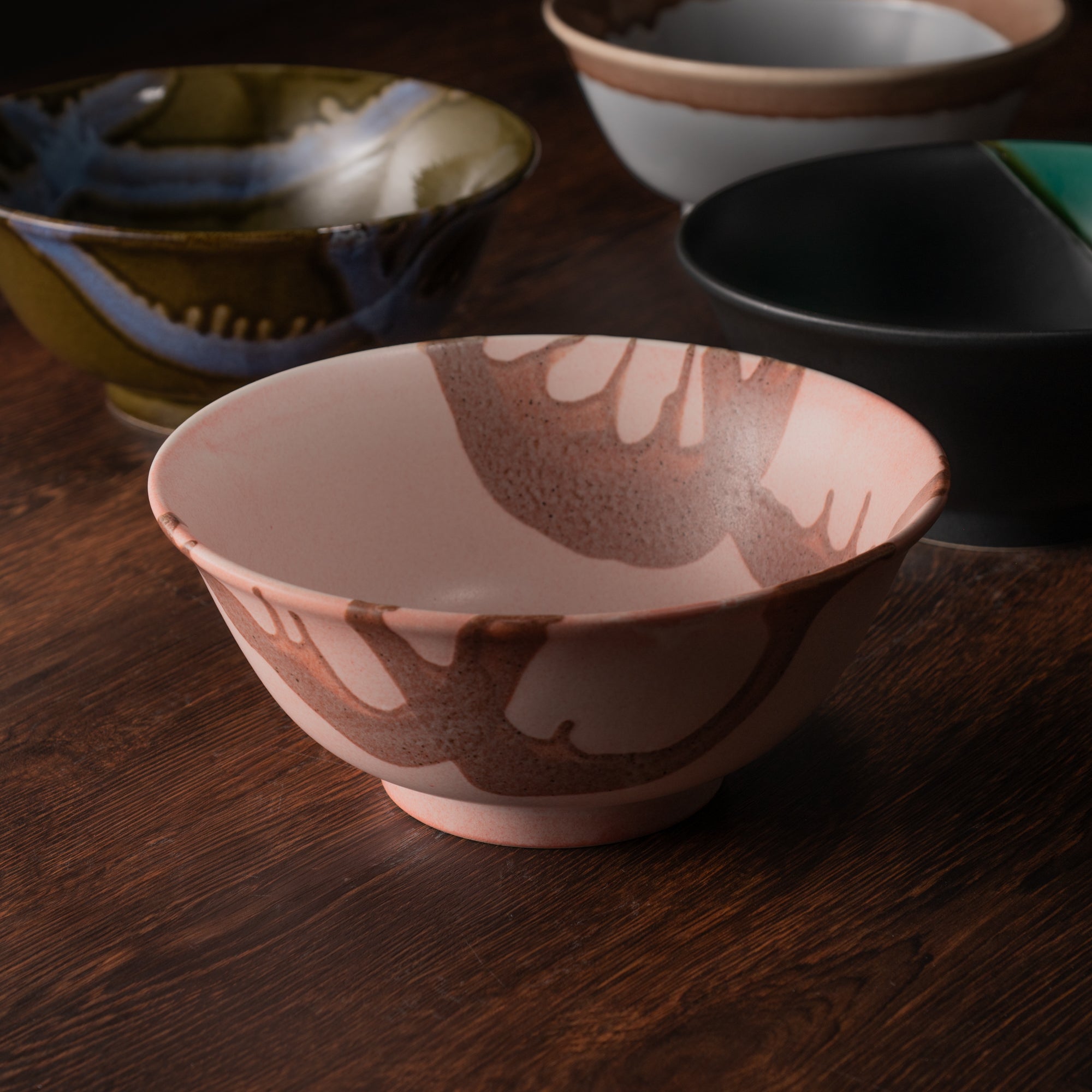 Earthy Stroke Pink Ramen Bowl 8.9 IN