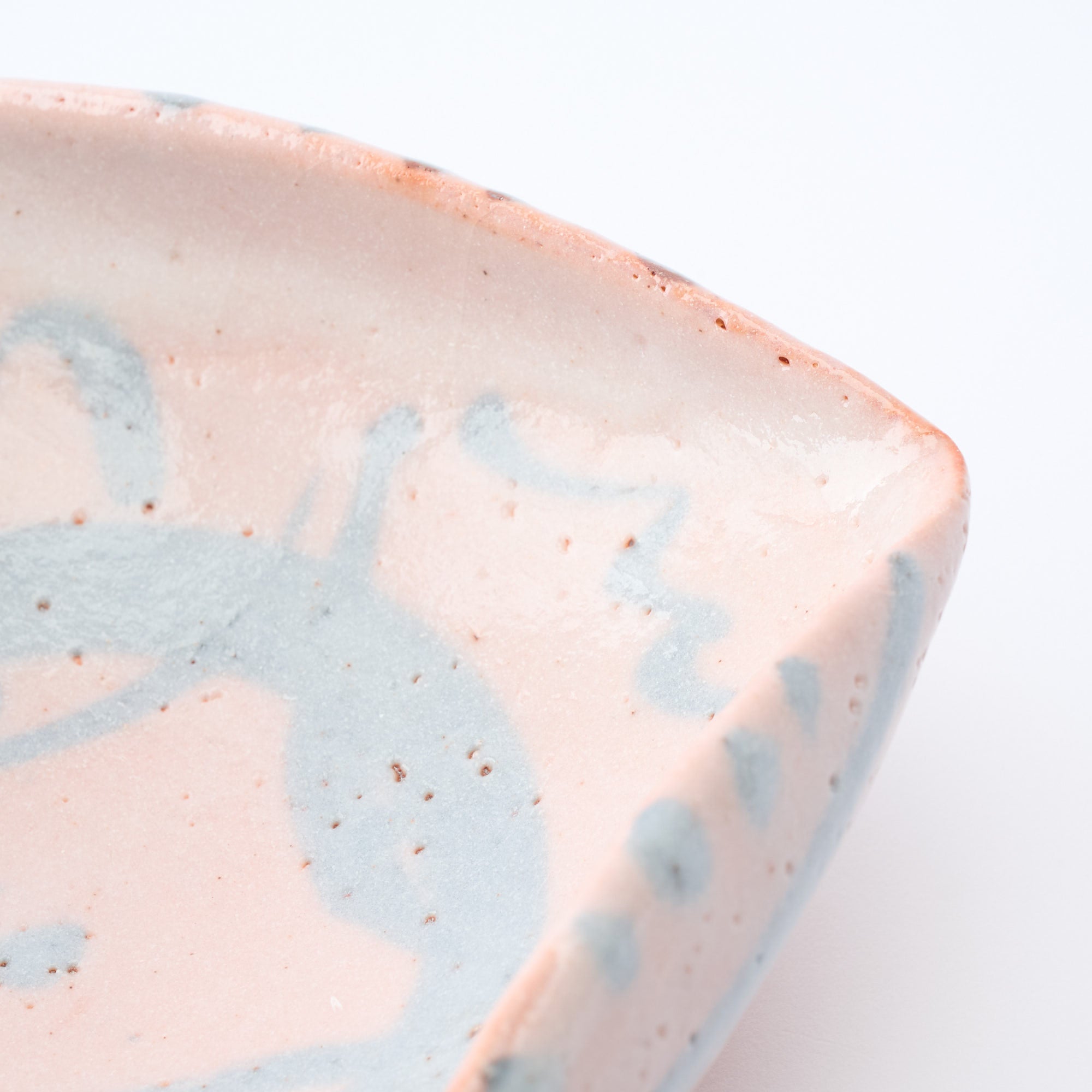 Patterned Shino Blush Square Medium Bowl