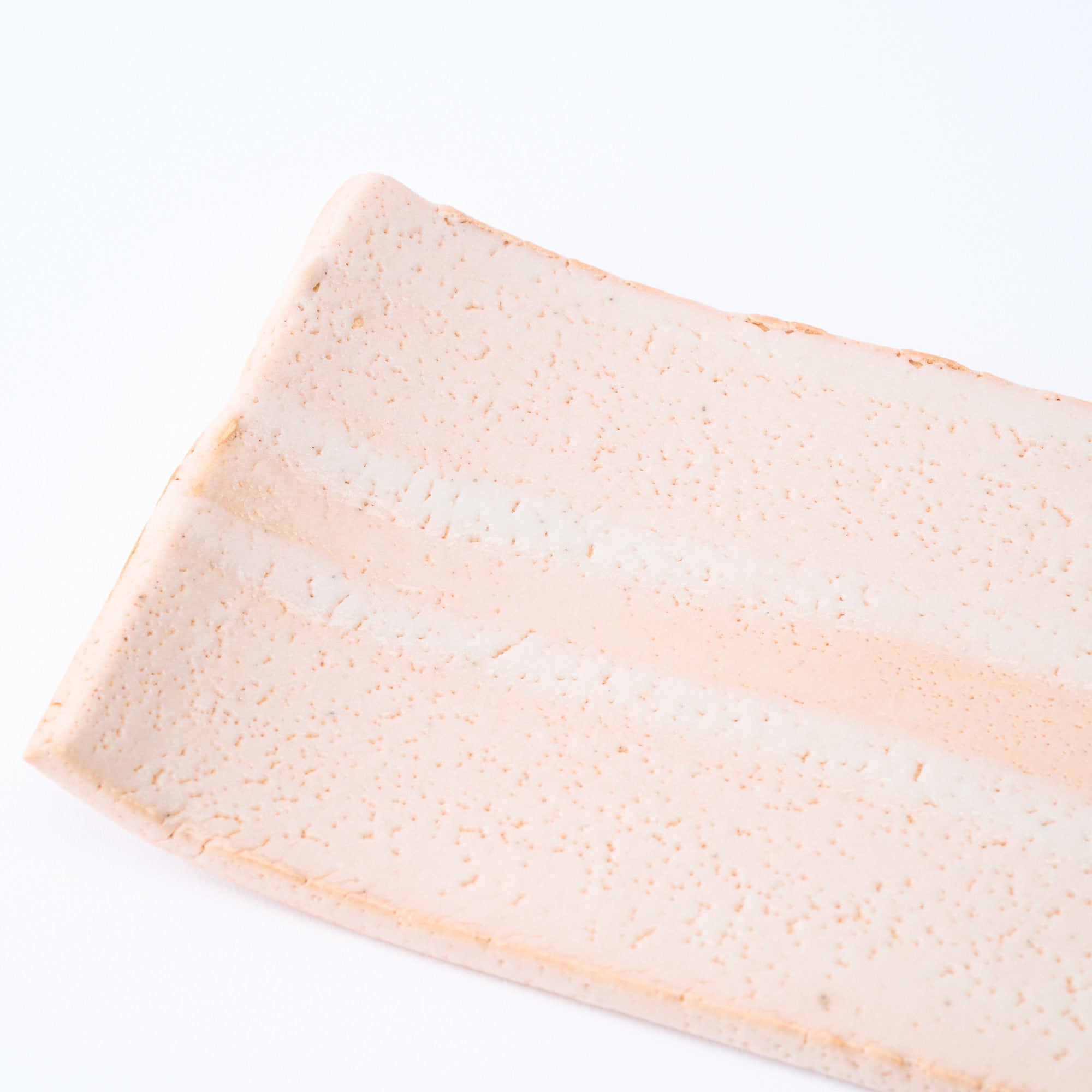 Shino Blush Flat Rectangular Dinner Plate