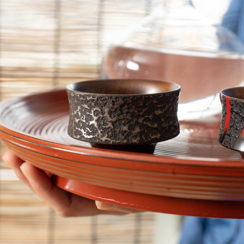 Sinra Nishiki Kagawa Lacquerware Wide Guinomi Sake Cup
