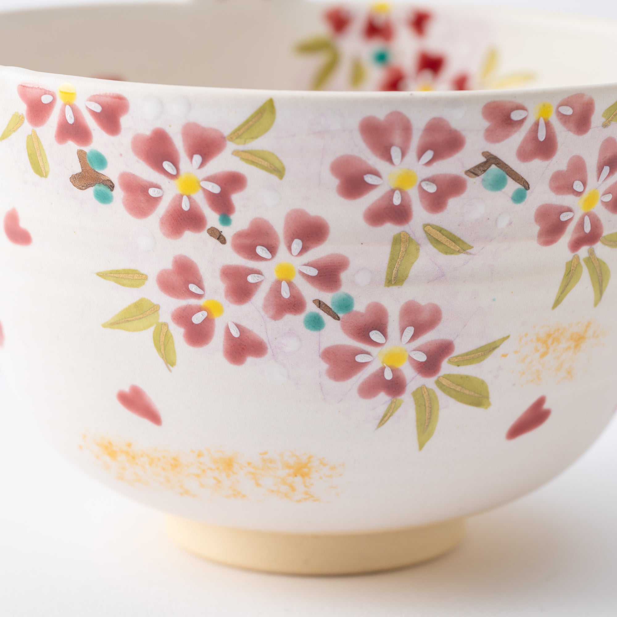 Sakura and Peeking Cat Matcha Bowl Chawan