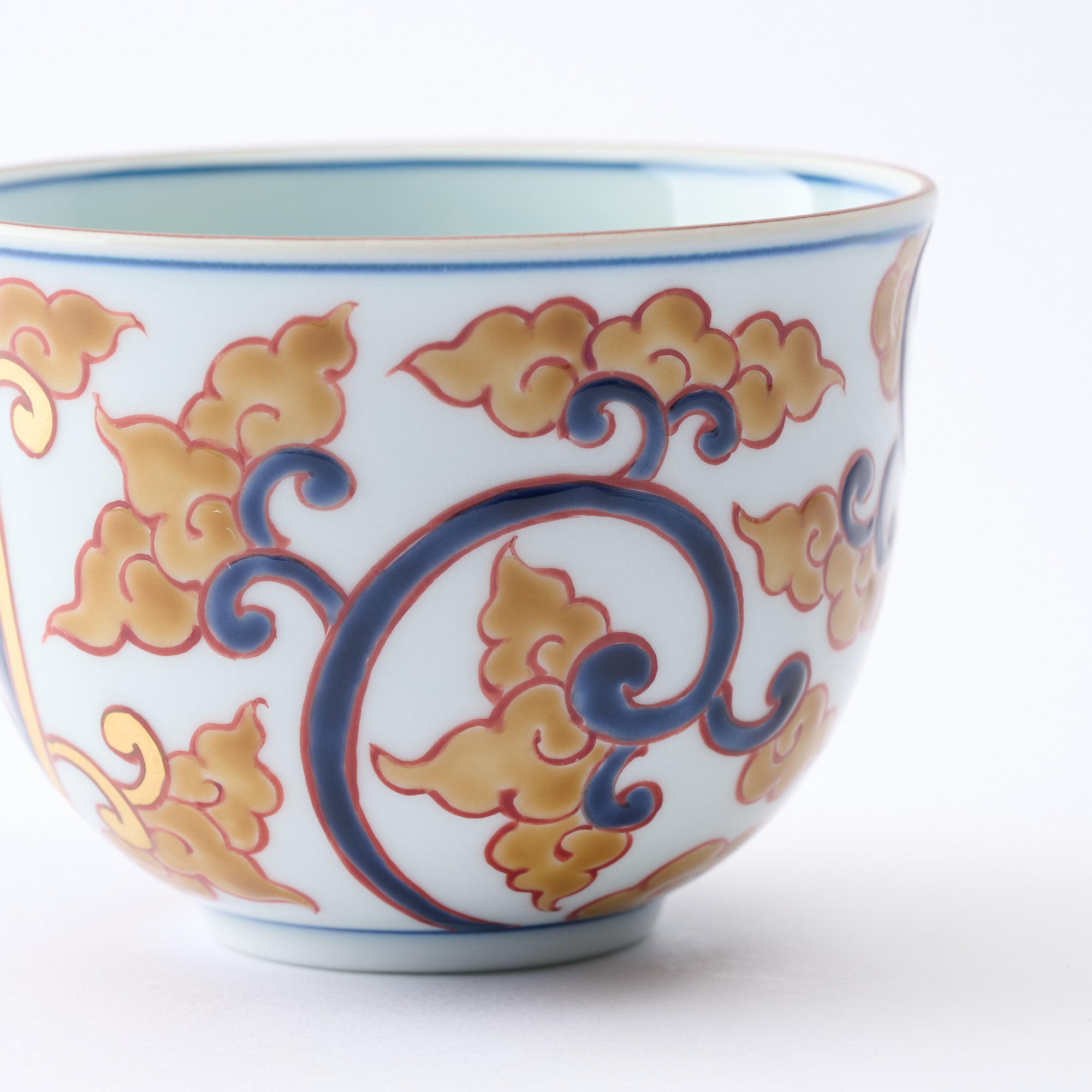 Deep Cobalt Knotted Arabesque Cup and Saucer　