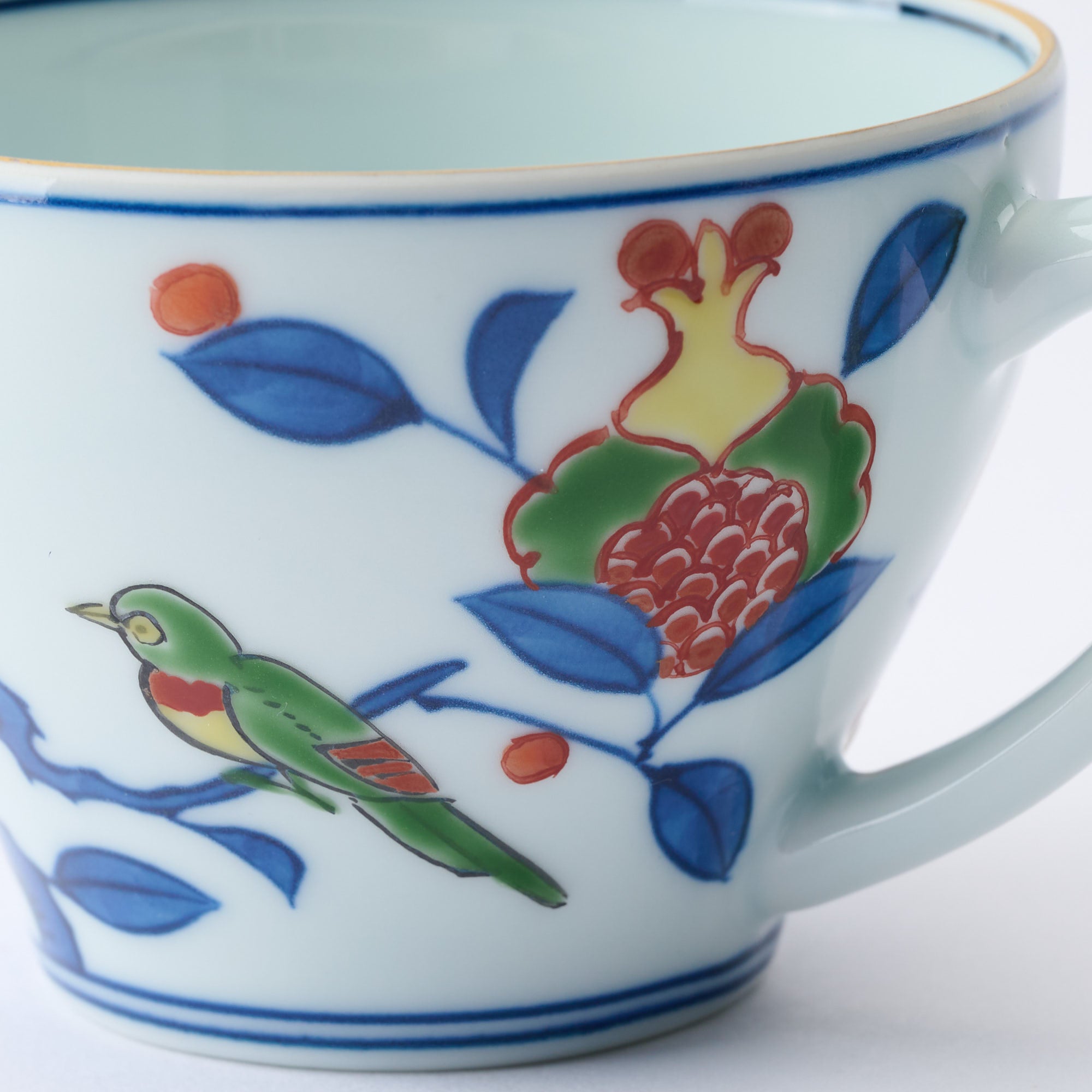 Somenishiki Pomegranate and Flower Cup and Saucer