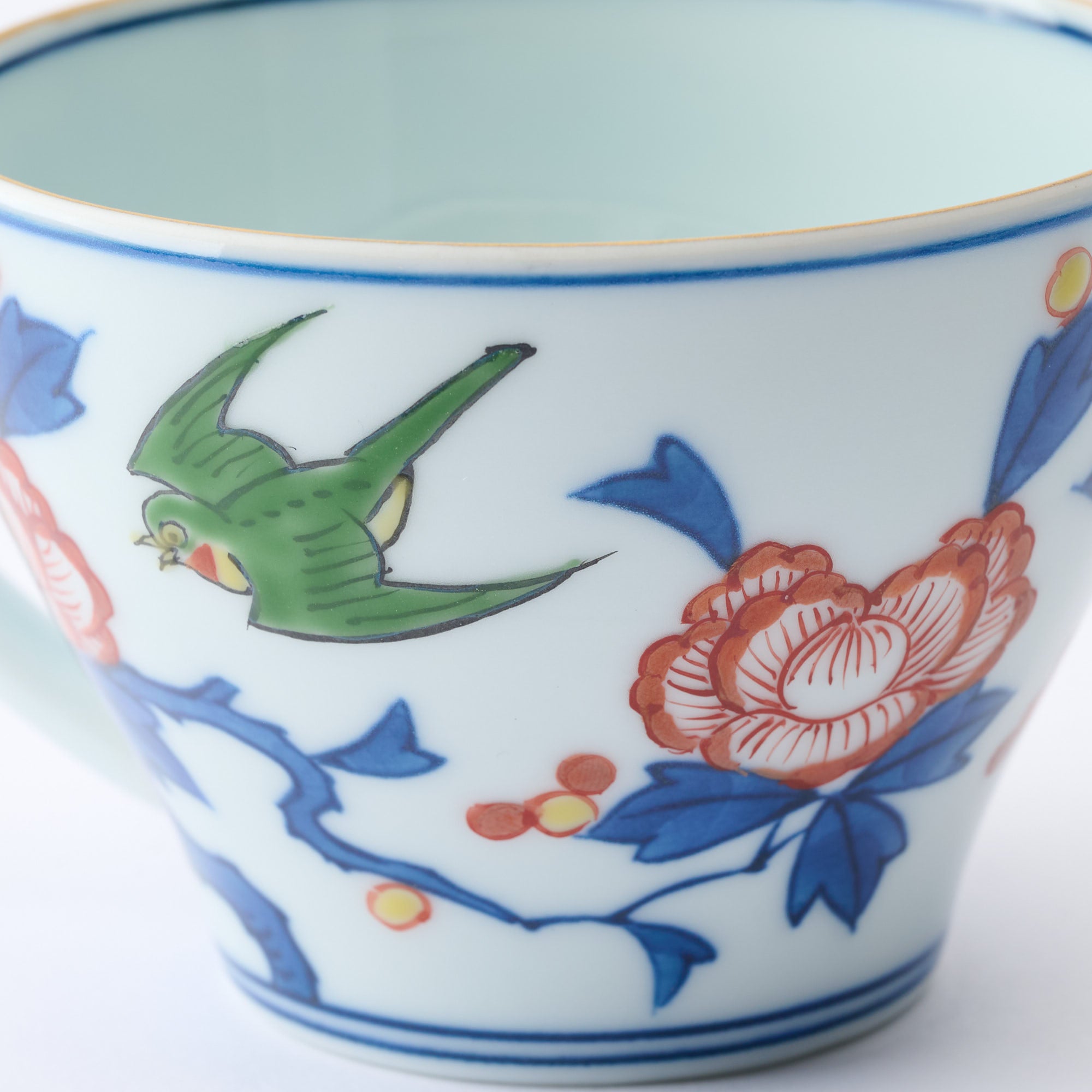 Somenishiki Pomegranate and Flower Cup and Saucer