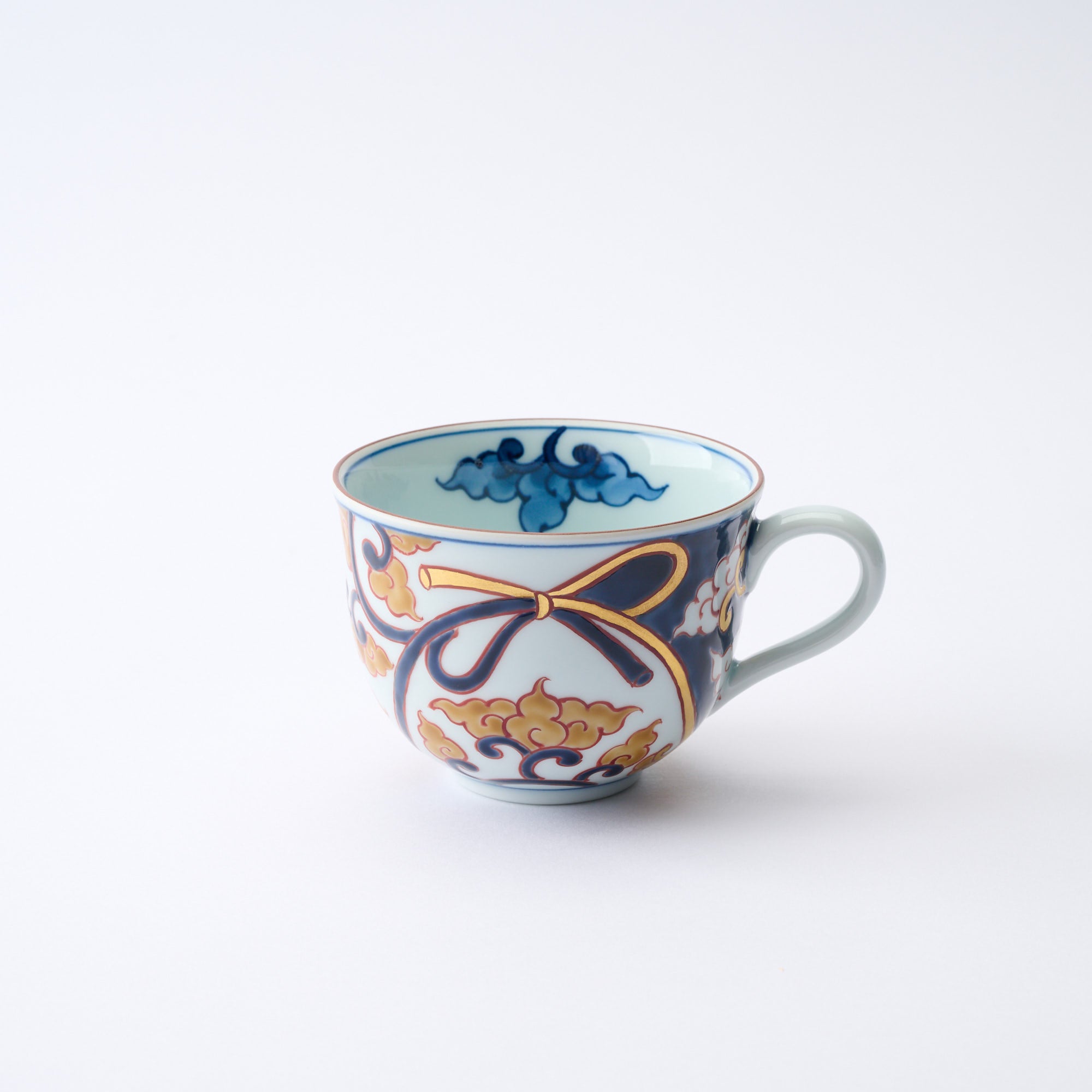 Deep Cobalt Knotted Arabesque Cup and Saucer　