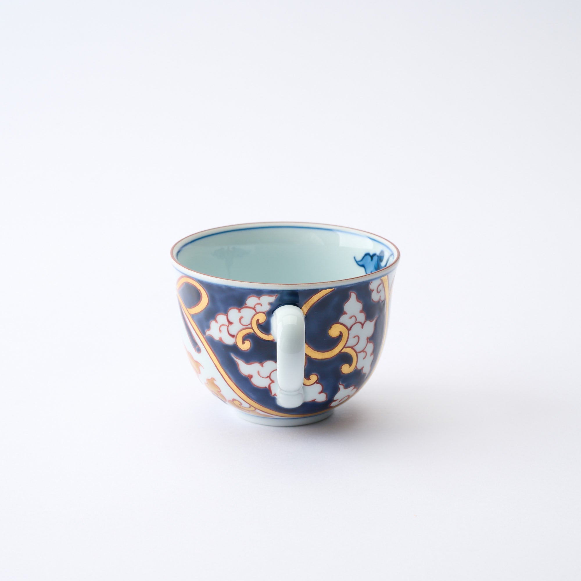 Deep Cobalt Knotted Arabesque Cup and Saucer　