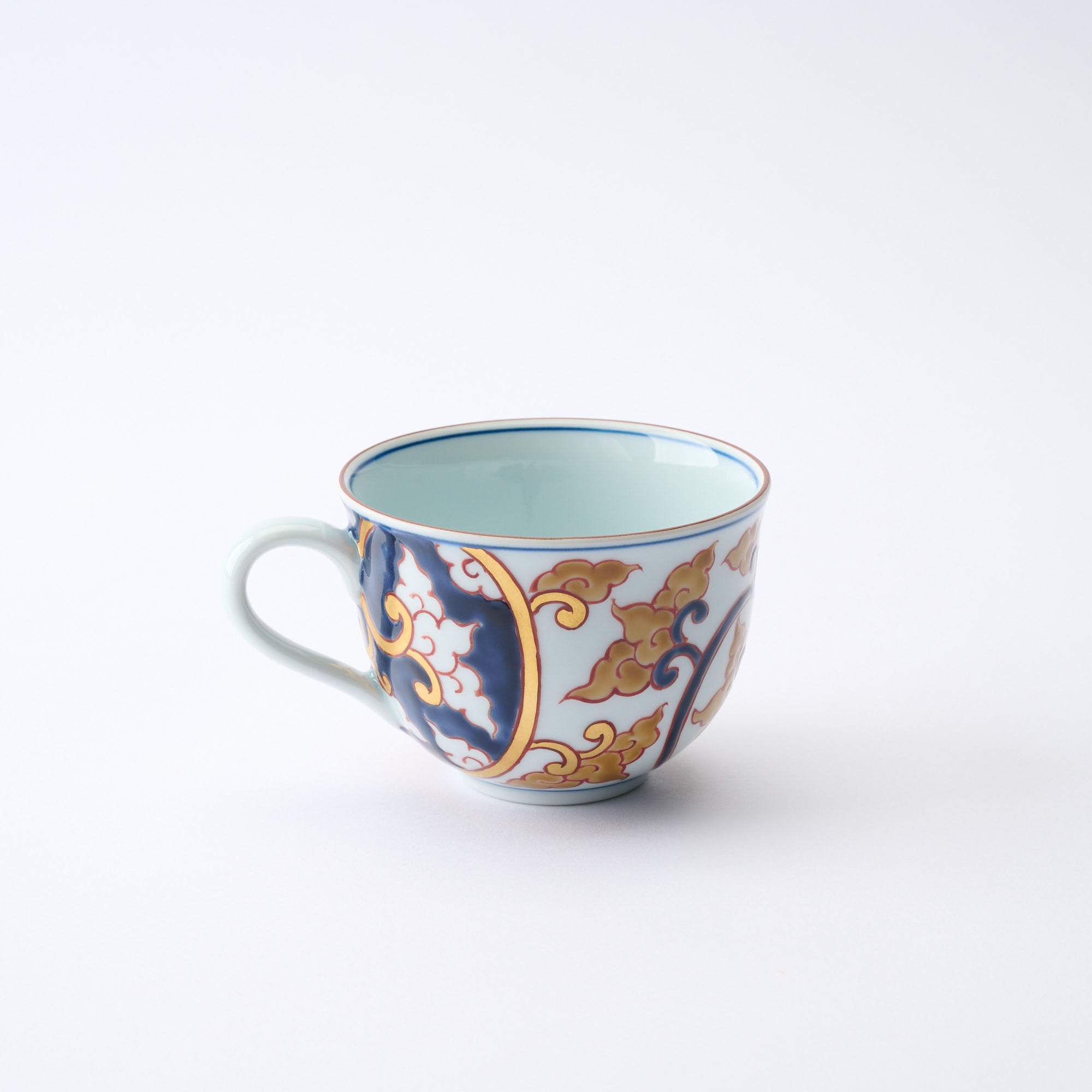 Deep Cobalt Knotted Arabesque Cup and Saucer　