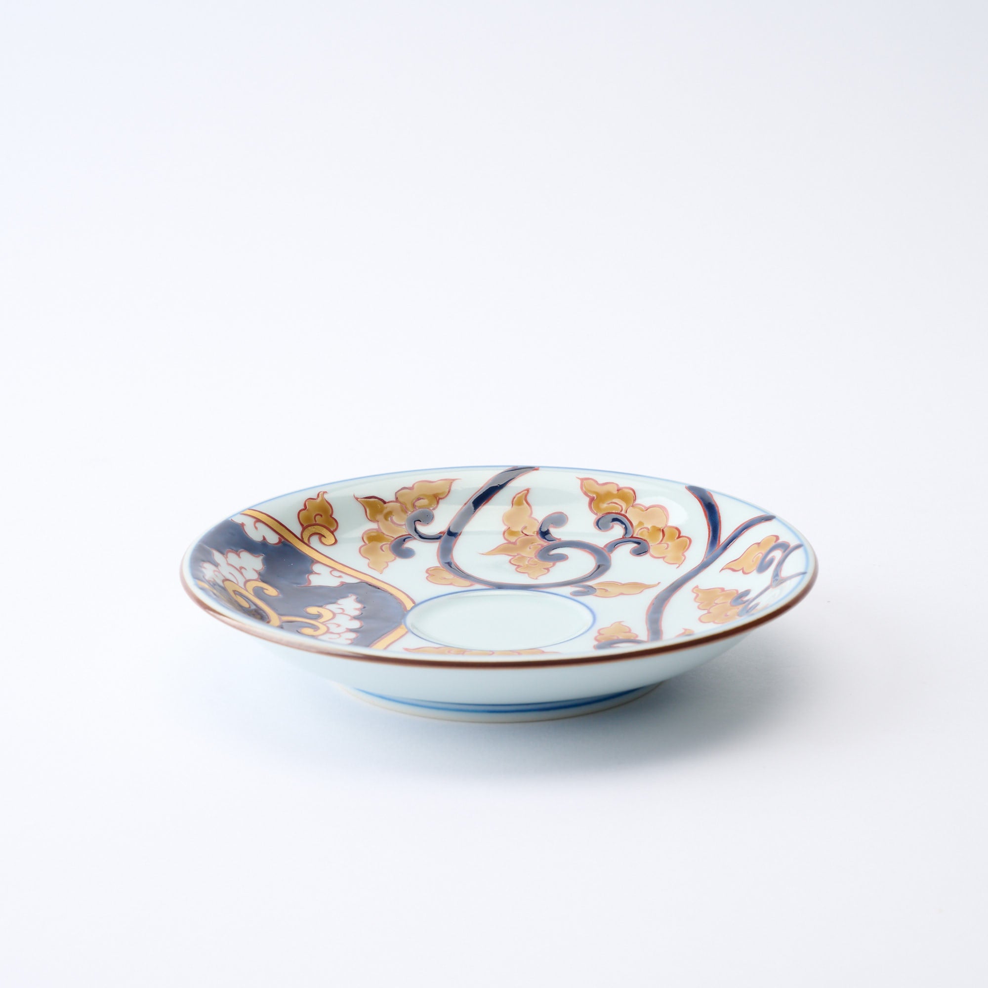 Deep Cobalt Knotted Arabesque Cup and Saucer　