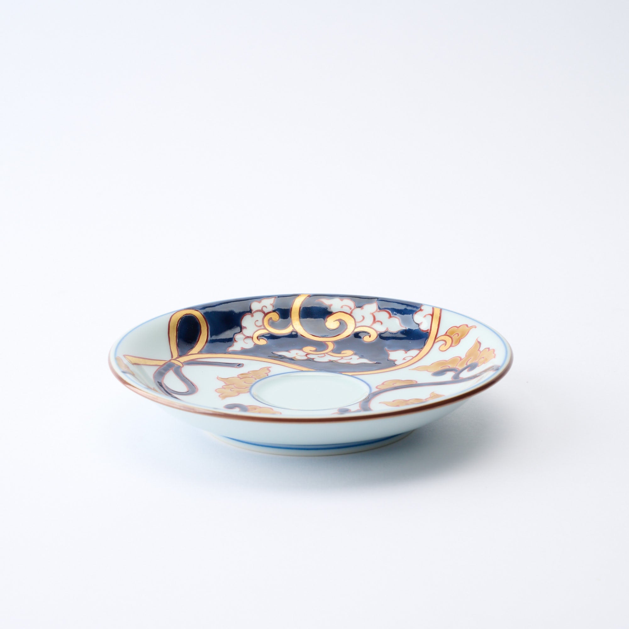 Deep Cobalt Knotted Arabesque Cup and Saucer　