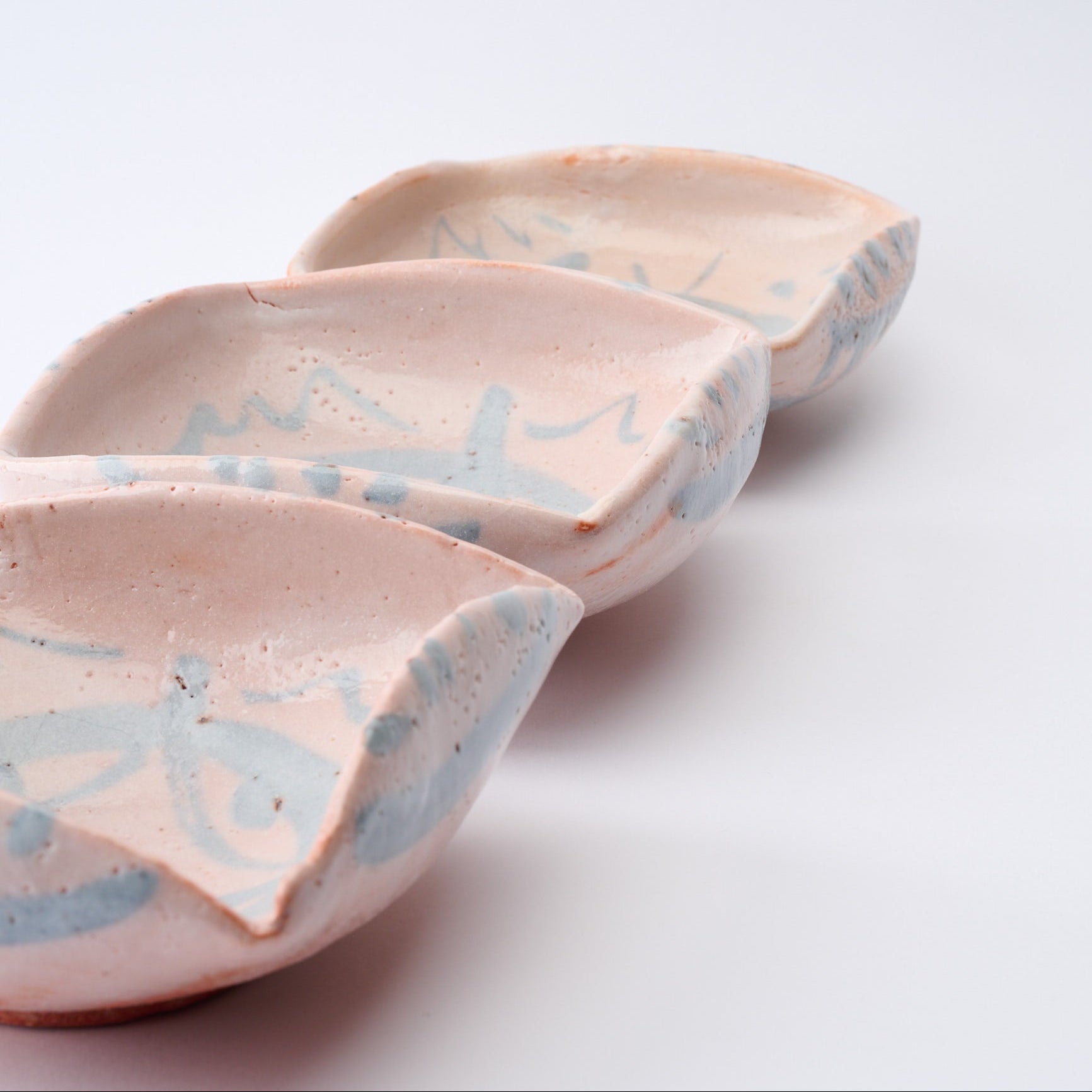 Patterned Shino Blush Square Medium Bowl