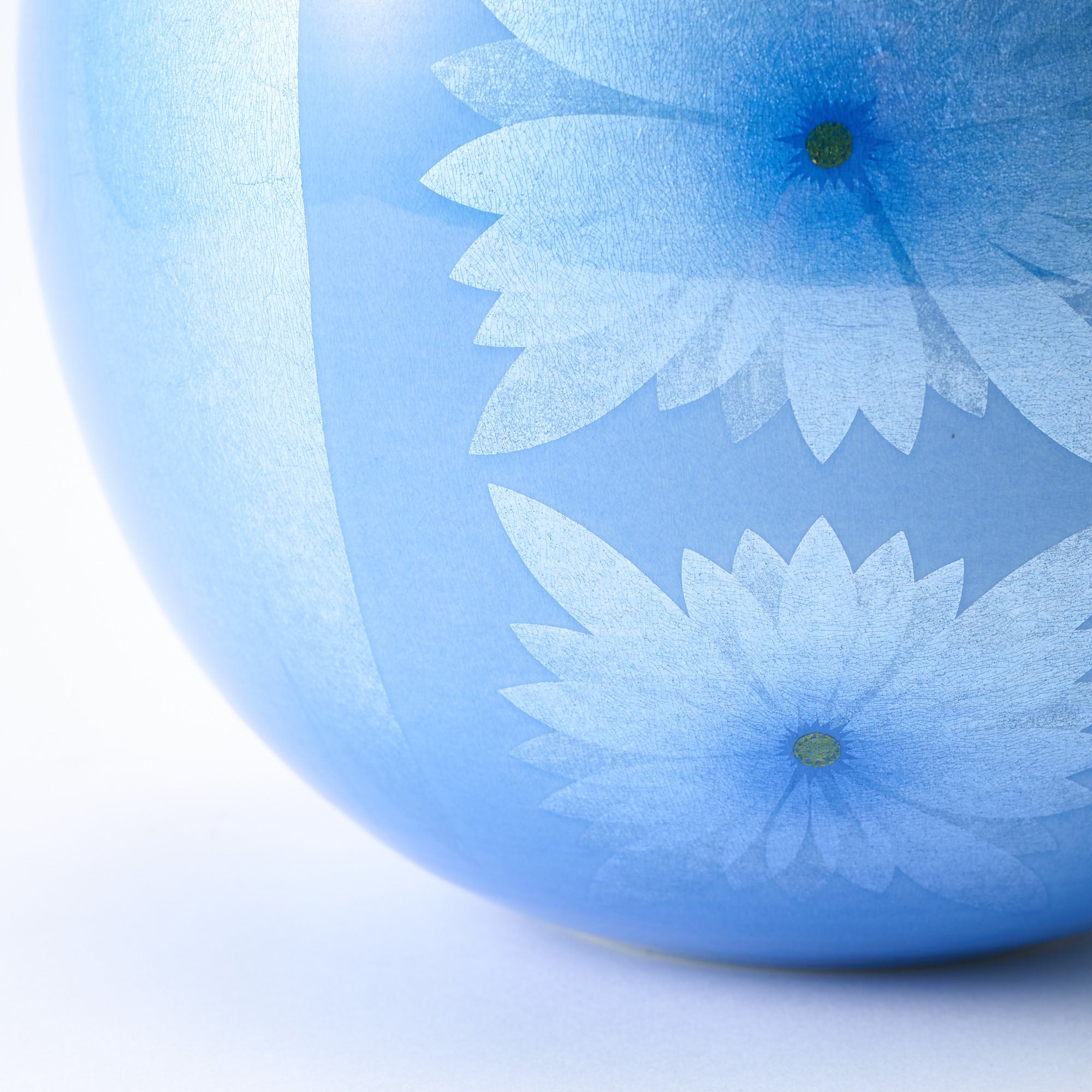 Yuri-Ginsai Pale Azure Flower Pattern Vase