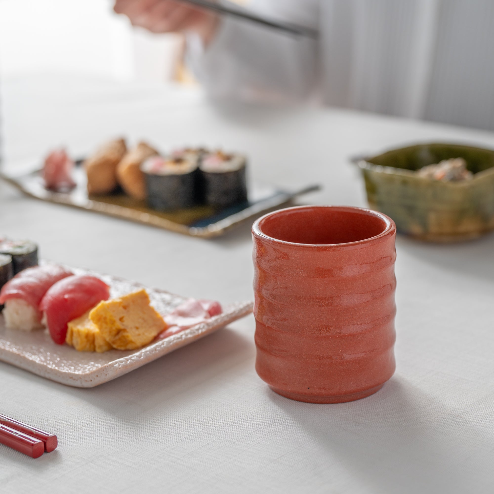 Red Raku Yunomi Japanese Teacup