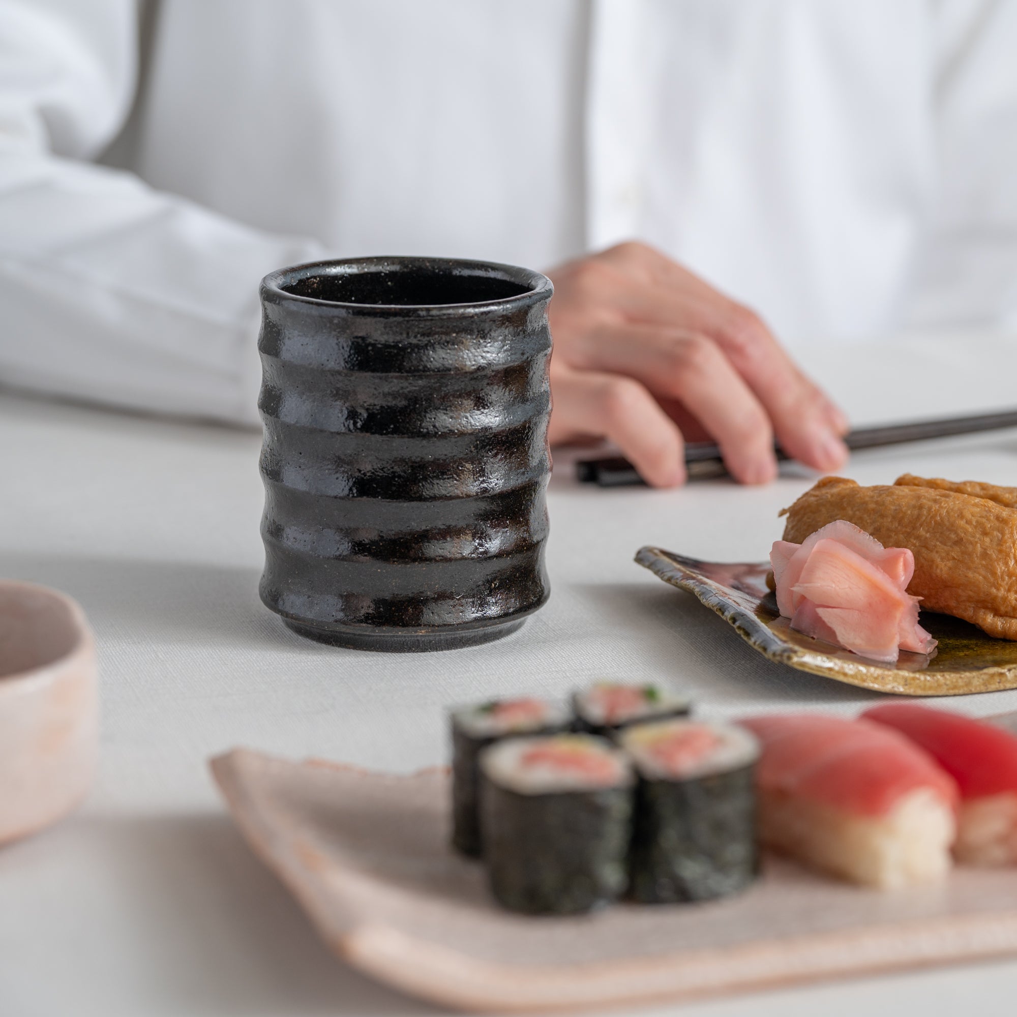 Black Raku Yunomi Japanese Teacup