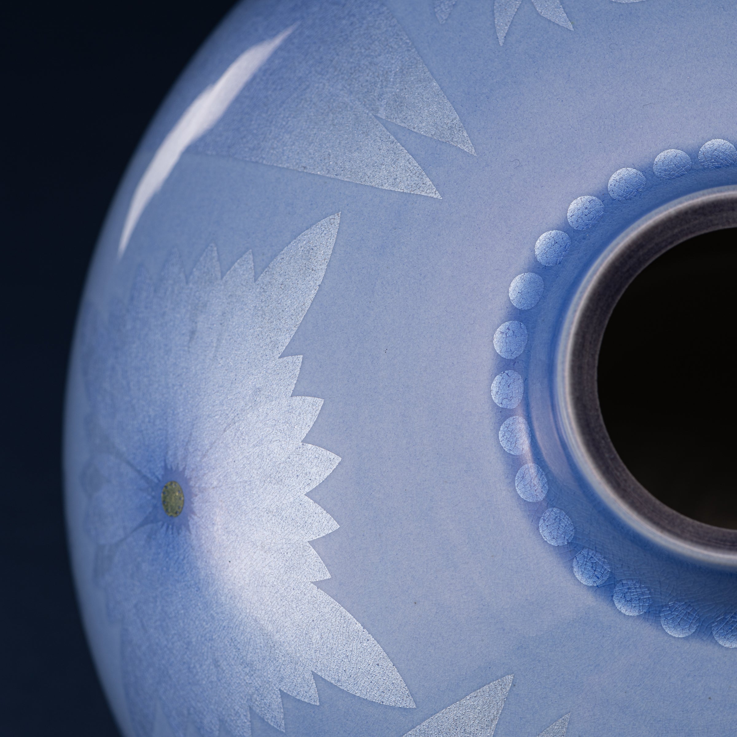 Yuri-Ginsai Pale Azure Flower Pattern Vase