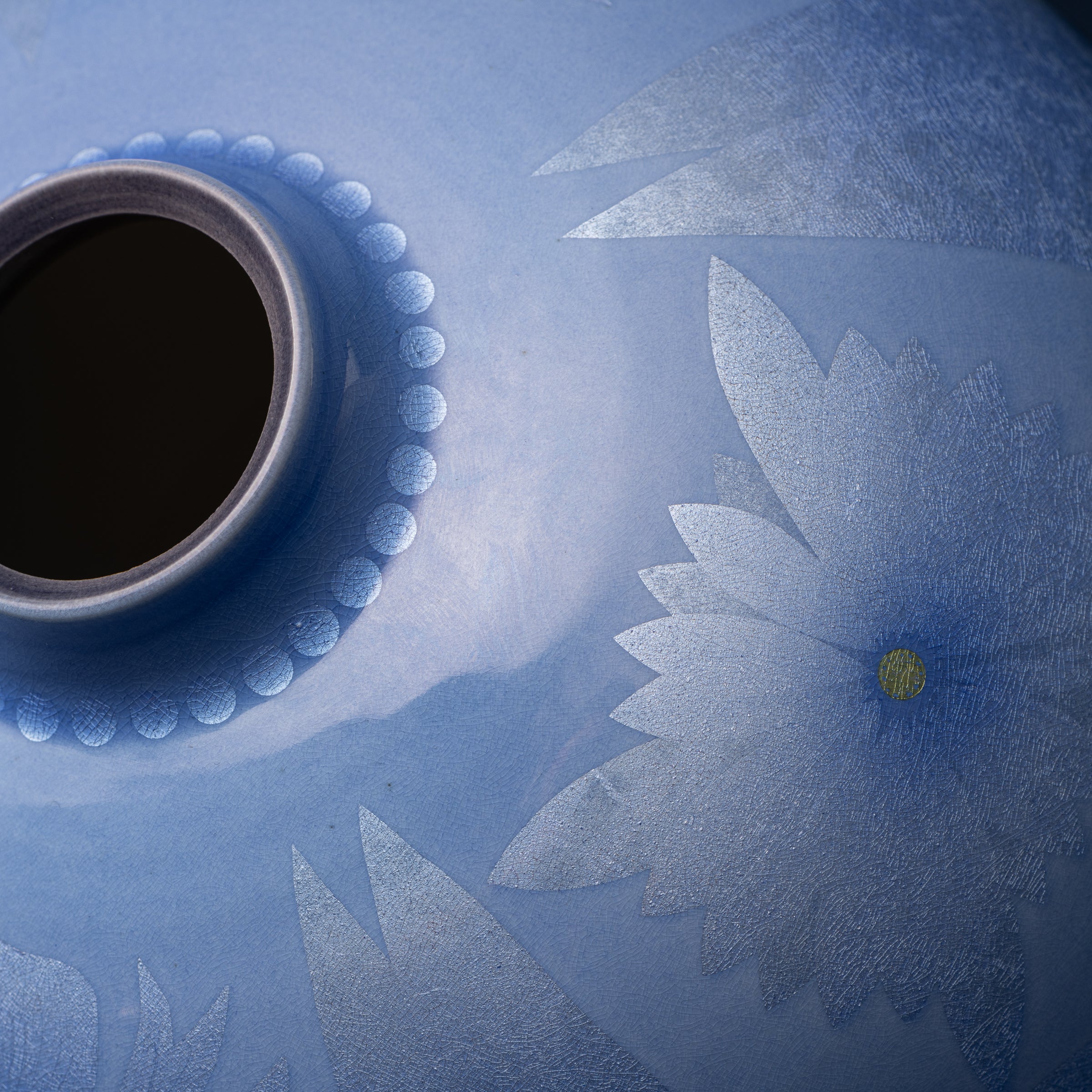 Yuri-Ginsai Pale Azure Flower Pattern Vase