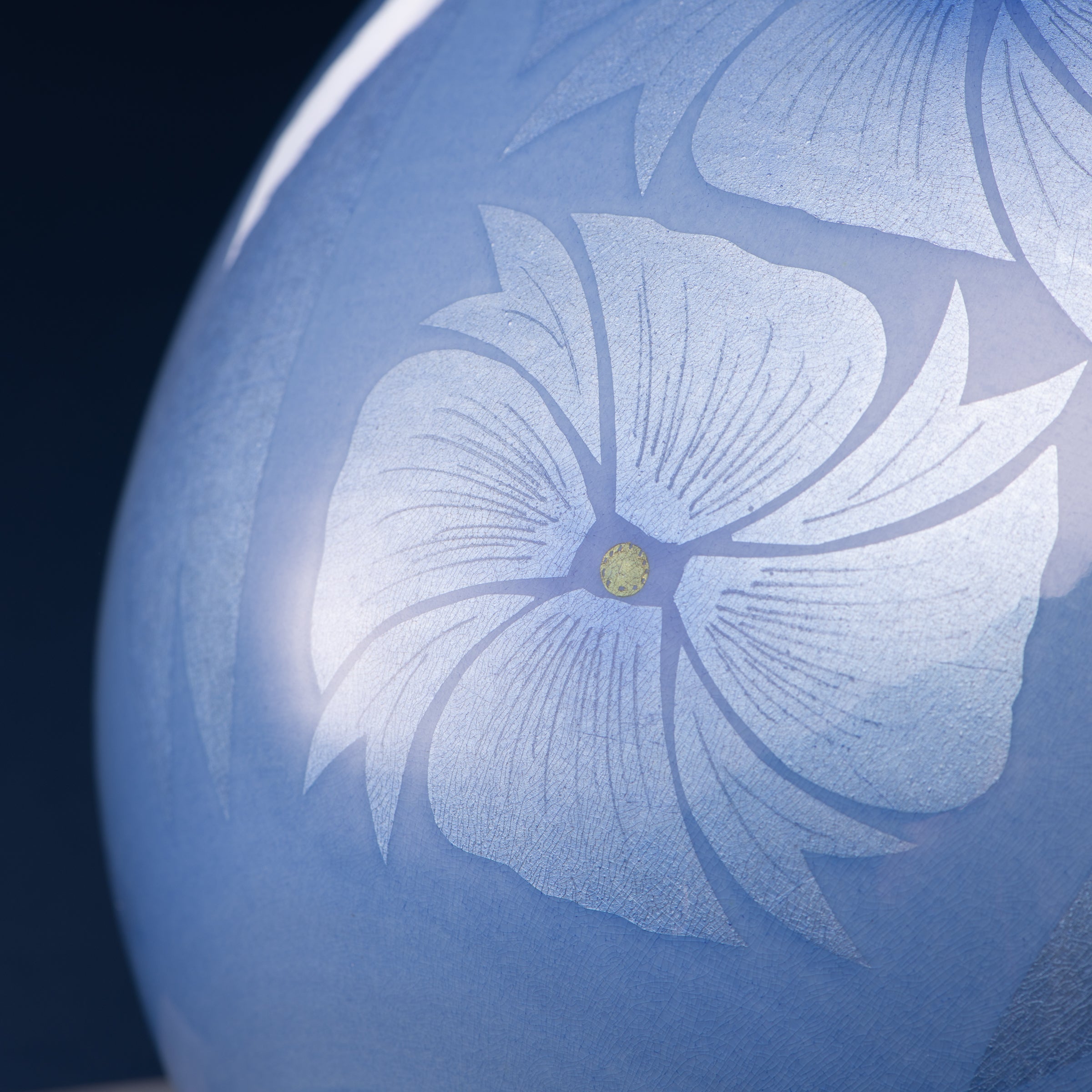 Yuri-Ginsai Pale Azure Flower Pattern Vase