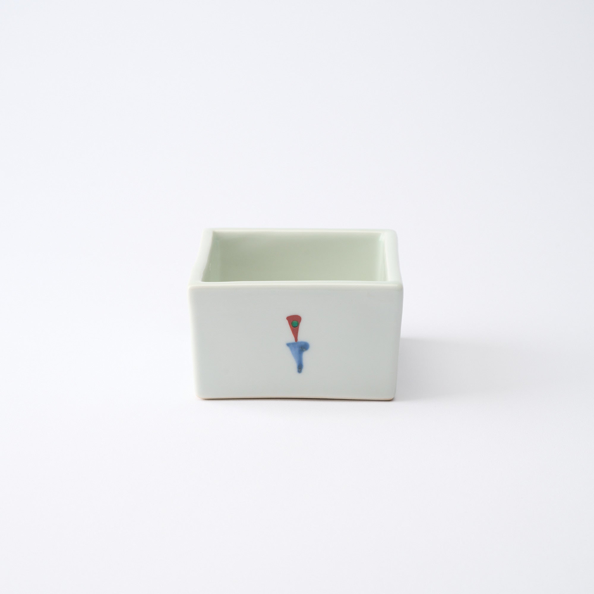 Rojo Bol pequeño cuadrado Kobachi con diseño de flores y libélulas