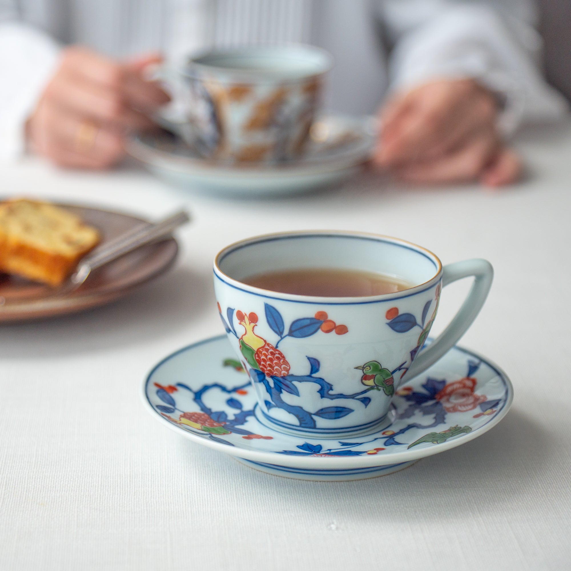 Somenishiki Pomegranate and Flower Cup and Saucer