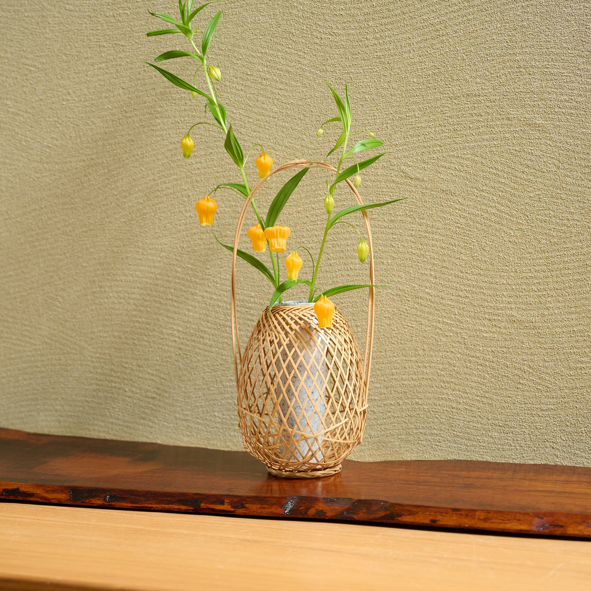 Oval Basketry Japanese Flower Vase
