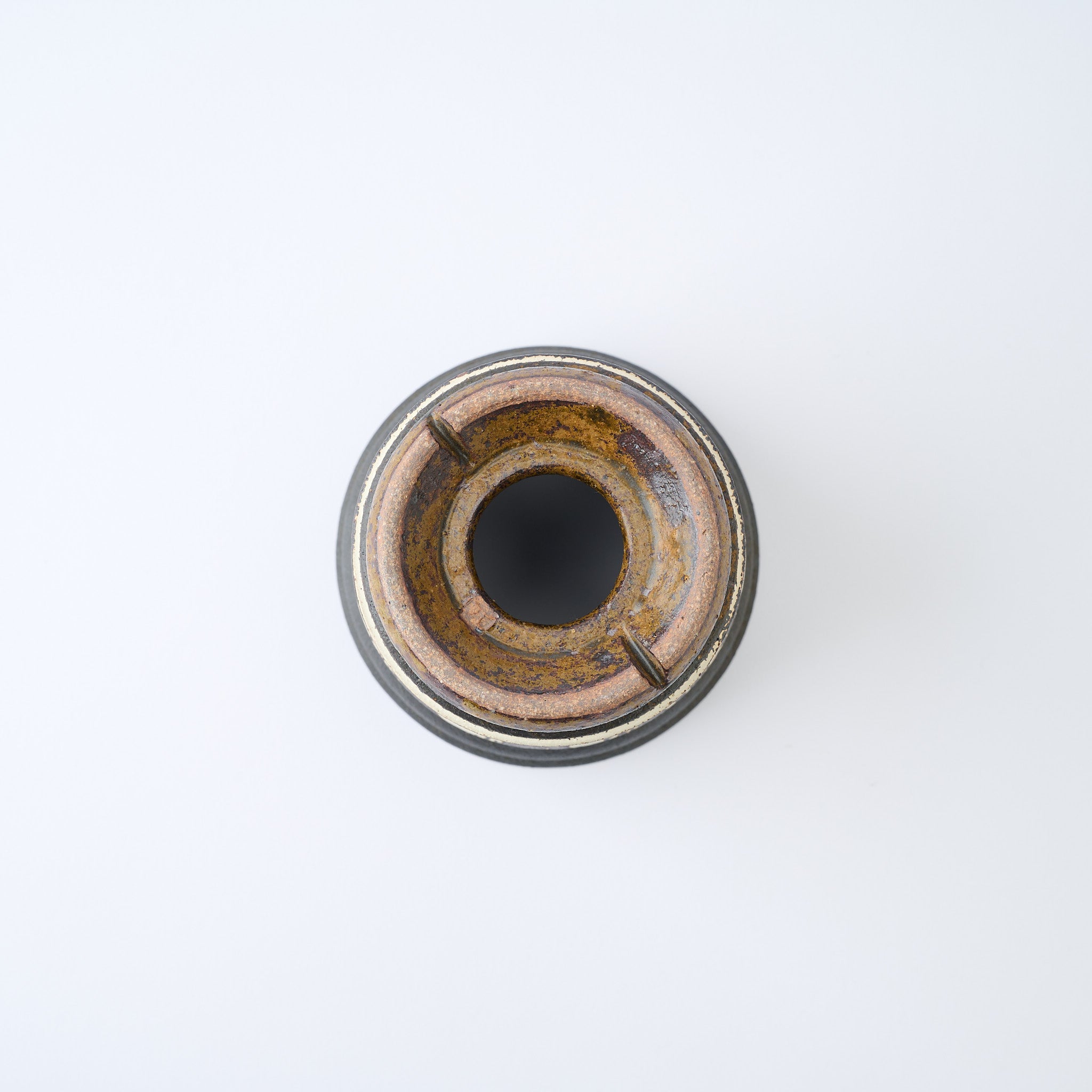 Torch White Inlay on Black Plant Pot 4.7 In